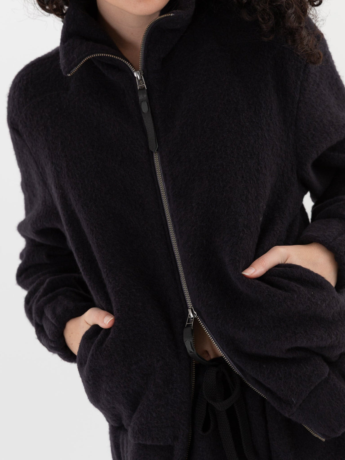 POLYPLOID Highneck Blouson B in Dark Navy - POLYPLOID at Worthwhile - shop TOP