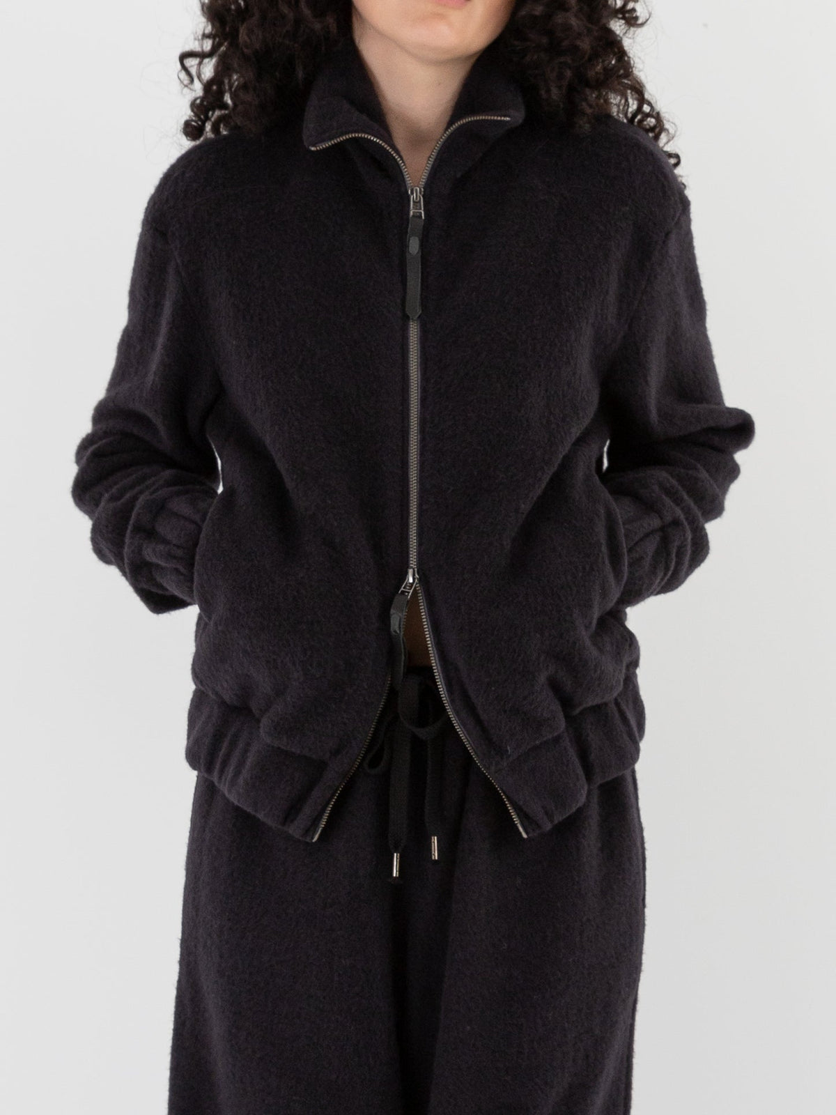 POLYPLOID Highneck Blouson B in Dark Navy - POLYPLOID at Worthwhile - shop TOP
