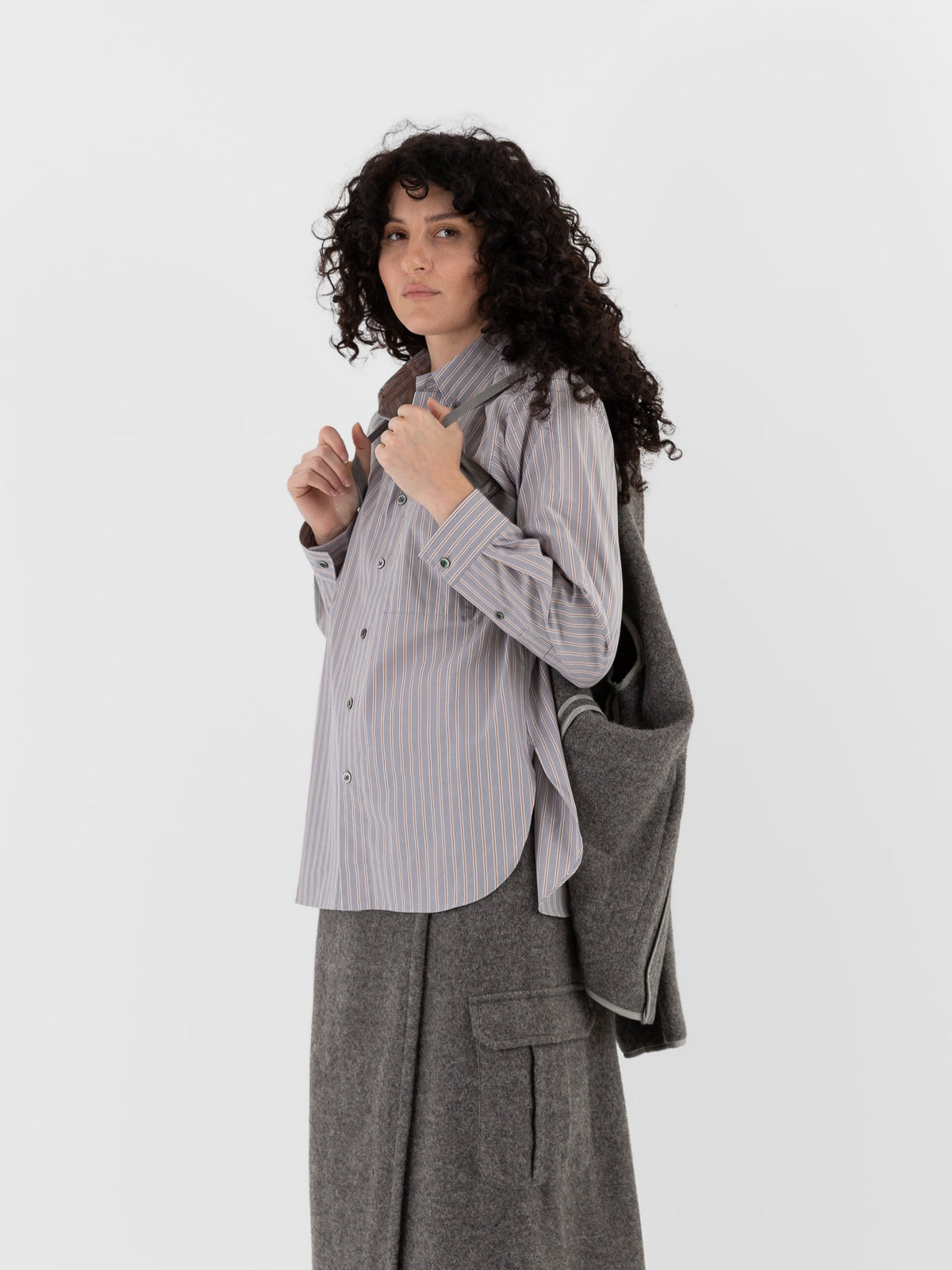 POLYPLOID Snap Button Blouson B in Gray - POLYPLOID at Worthwhile - shop TOP