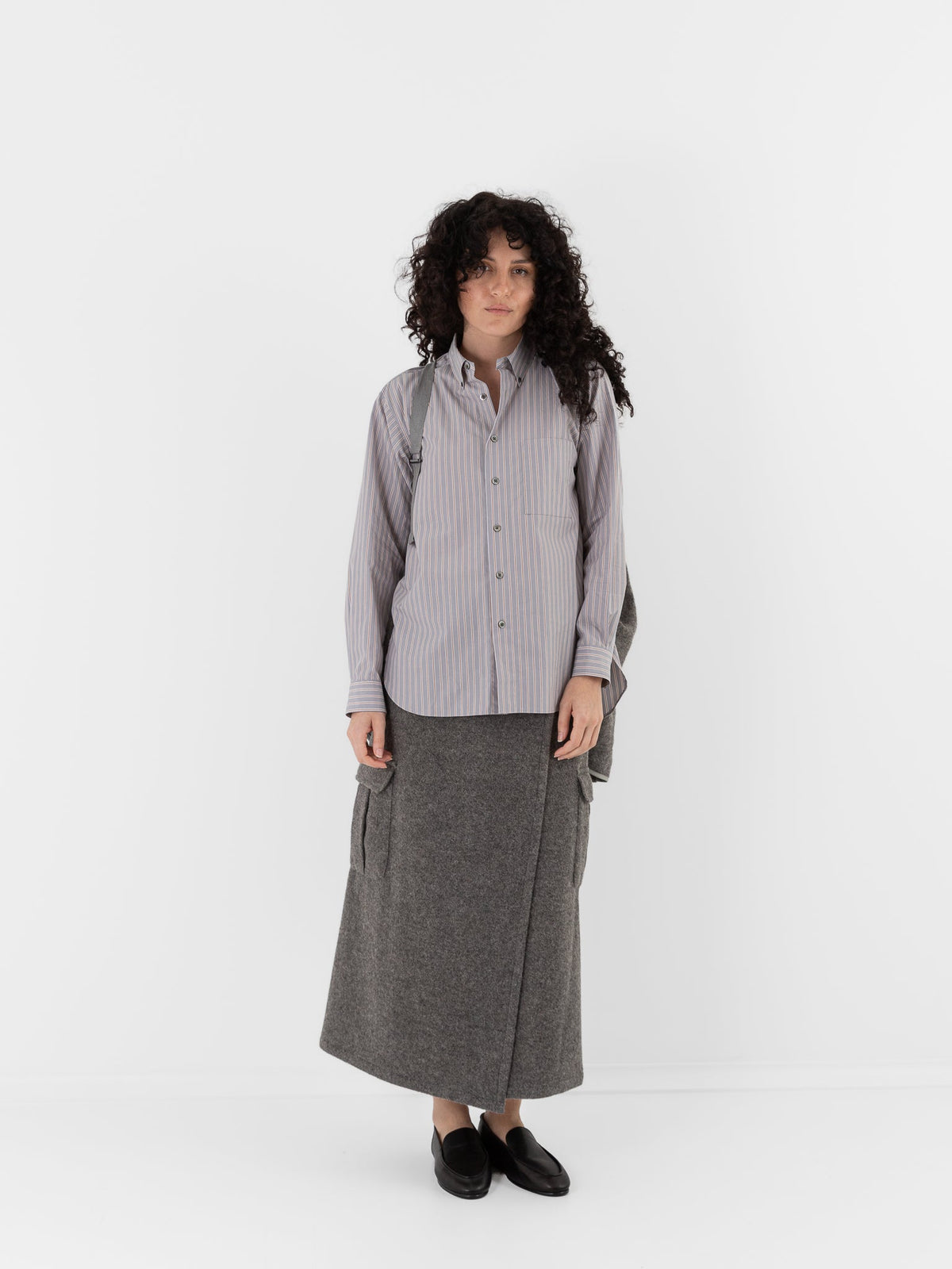 POLYPLOID Snap Button Blouson B in Gray - POLYPLOID at Worthwhile - shop TOP
