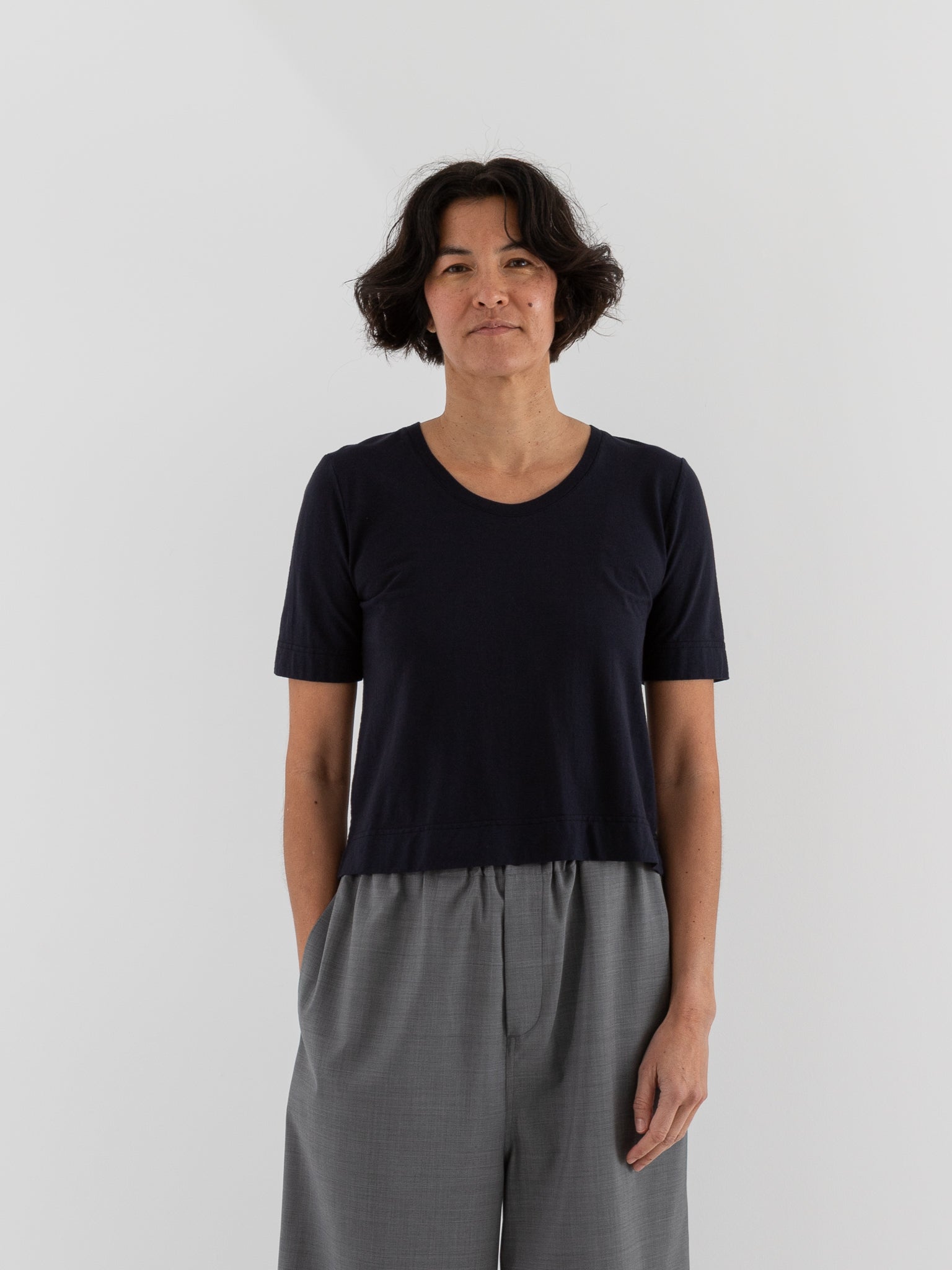 Prïvate 02 04 Mini Crepe Tee in Blu - PRIVATE 02 04 at Worthwhile - shop TOP