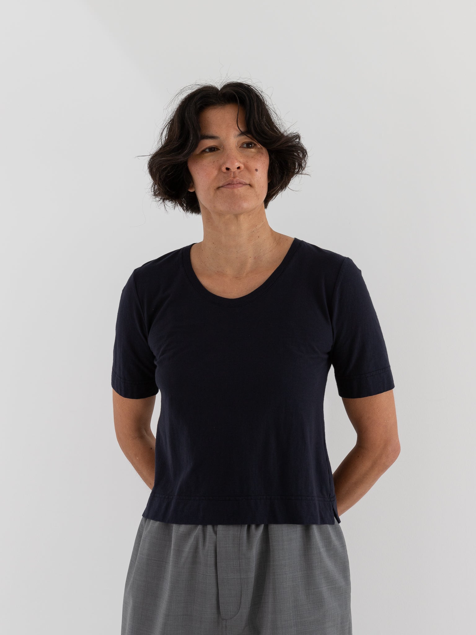 Prïvate 02 04 Mini Crepe Tee in Blu - PRIVATE 02 04 at Worthwhile - shop TOP