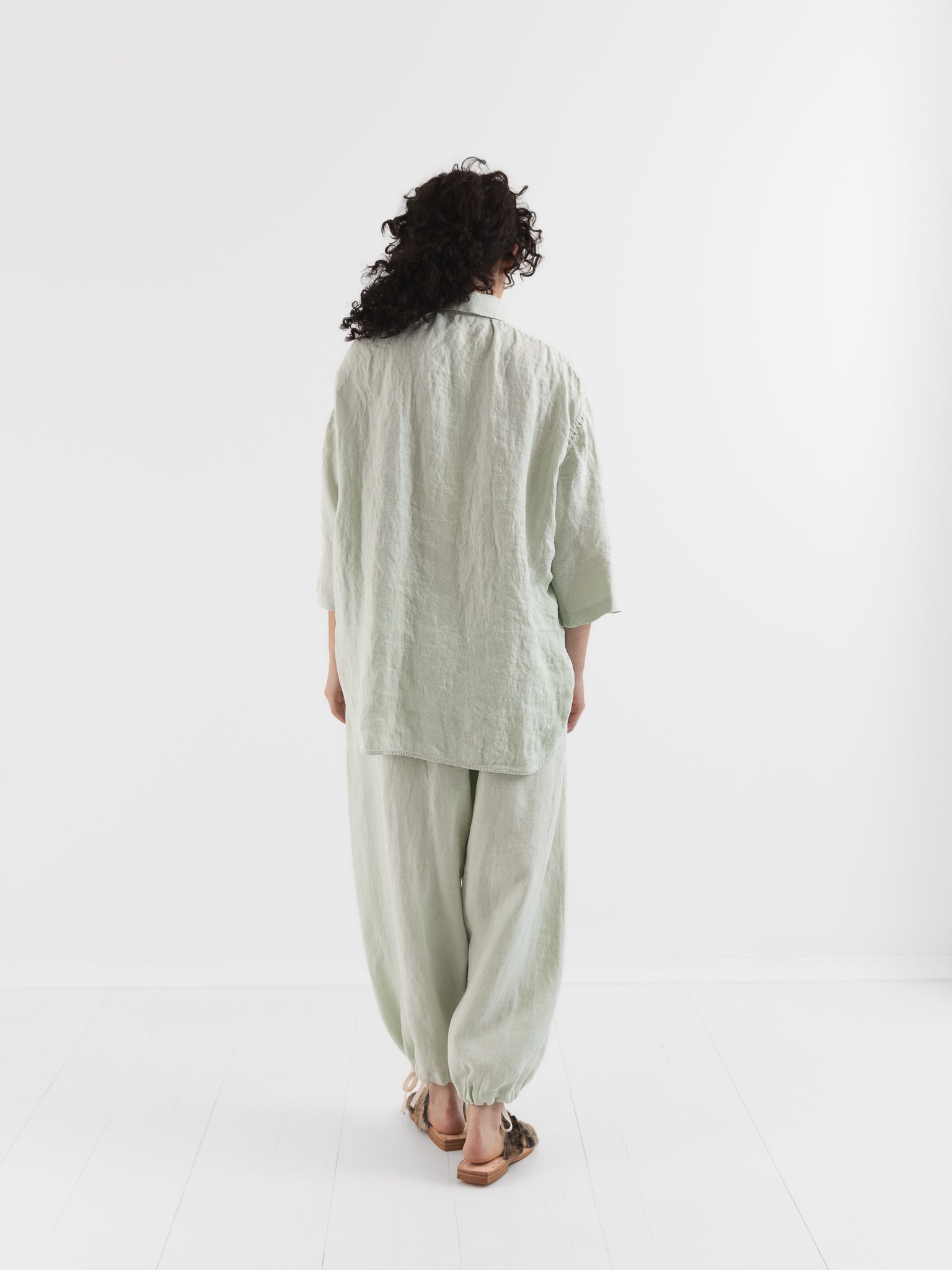 Quitan Round Collar Shirt in Mint Sage - QUITAN at Worthwhile - shop TOP