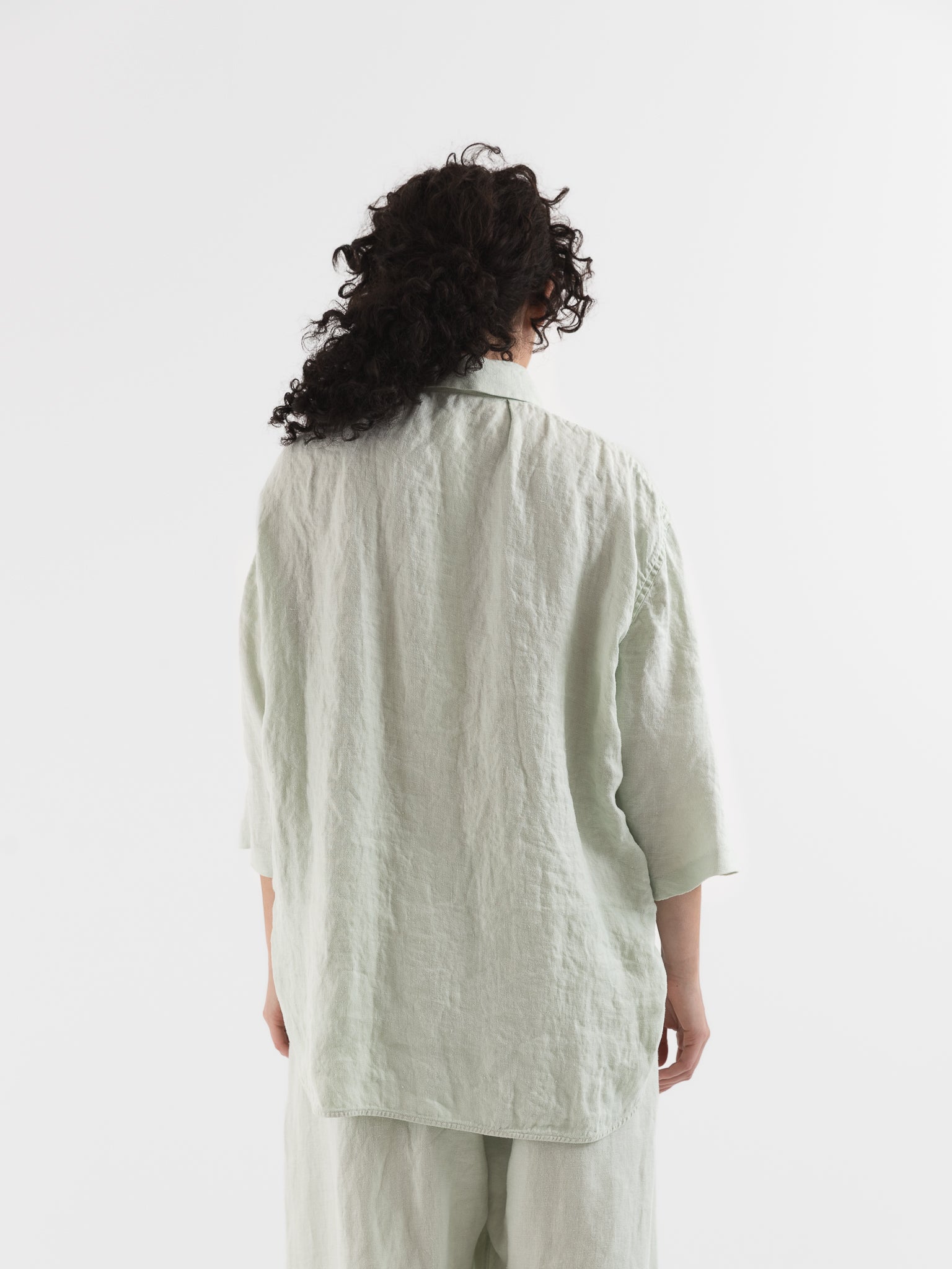 Quitan Round Collar Shirt in Mint Sage - QUITAN at Worthwhile - shop TOP