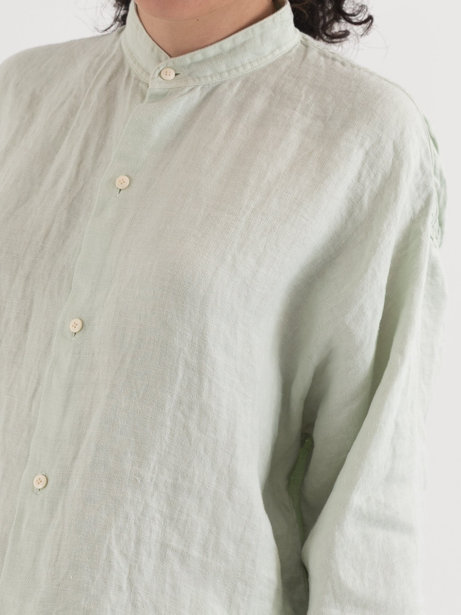 Quitan Round Collar Shirt in Mint Sage - QUITAN at Worthwhile - shop TOP
