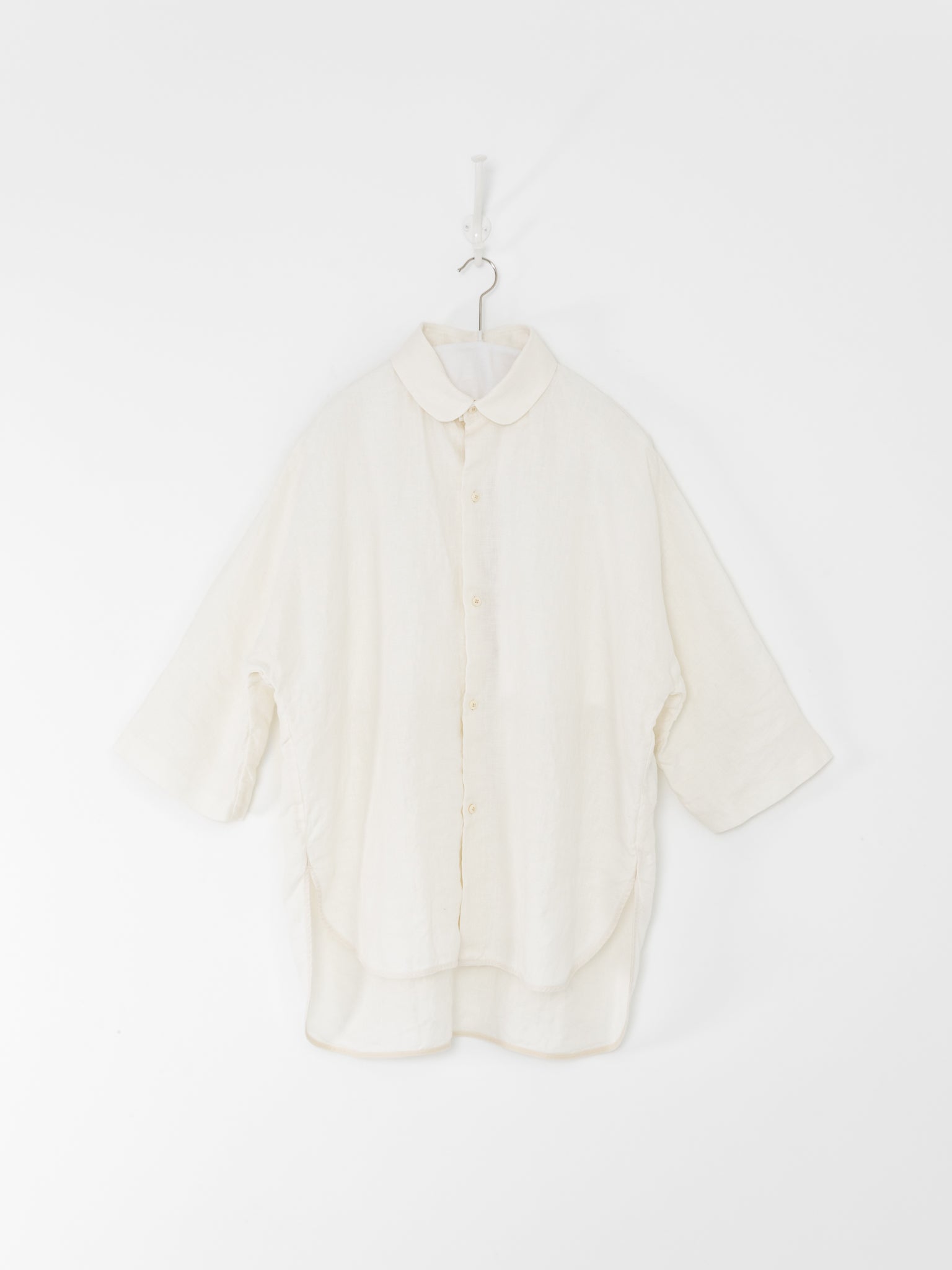 Quitan Round Collar Shirt in Off White - QUITAN at Worthwhile - shop TOP