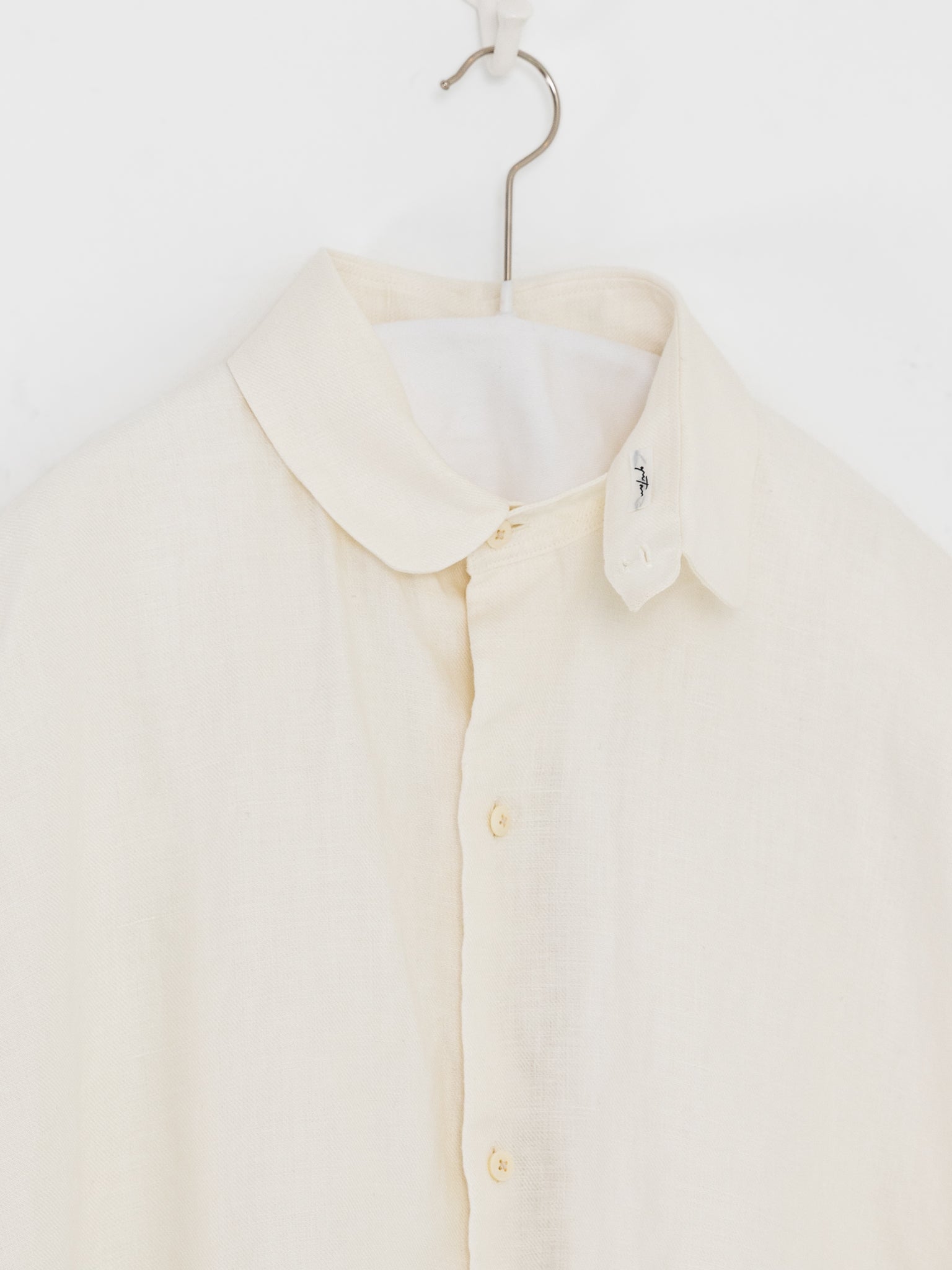 Quitan Round Collar Shirt in Off White - QUITAN at Worthwhile - shop TOP