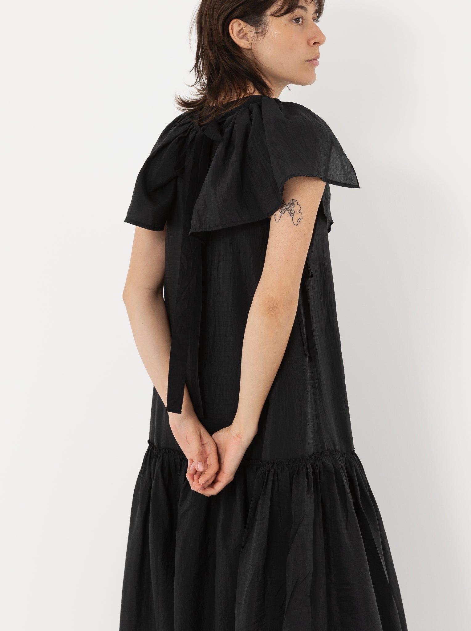Sara Lanzi Sleeveless Dress with Cape, Black - Worthwhile, Inc.