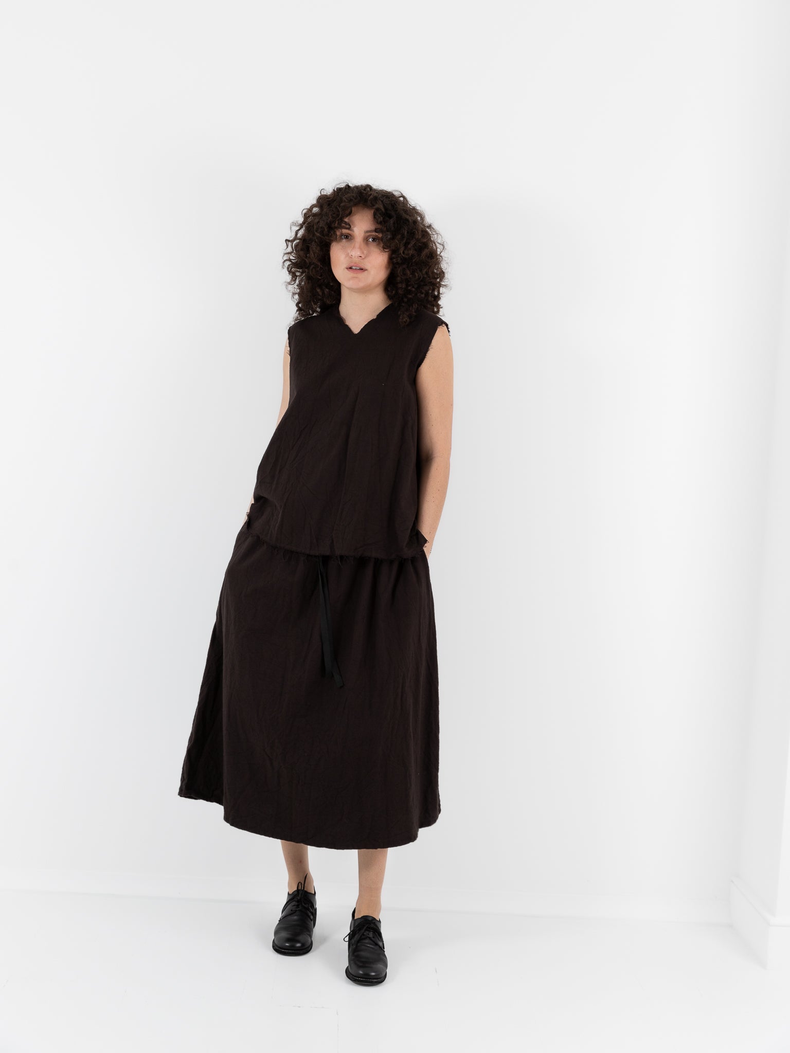 SCHA V - Back Top in Bitter Chocolate - SCHA at Worthwhile - shop TOP