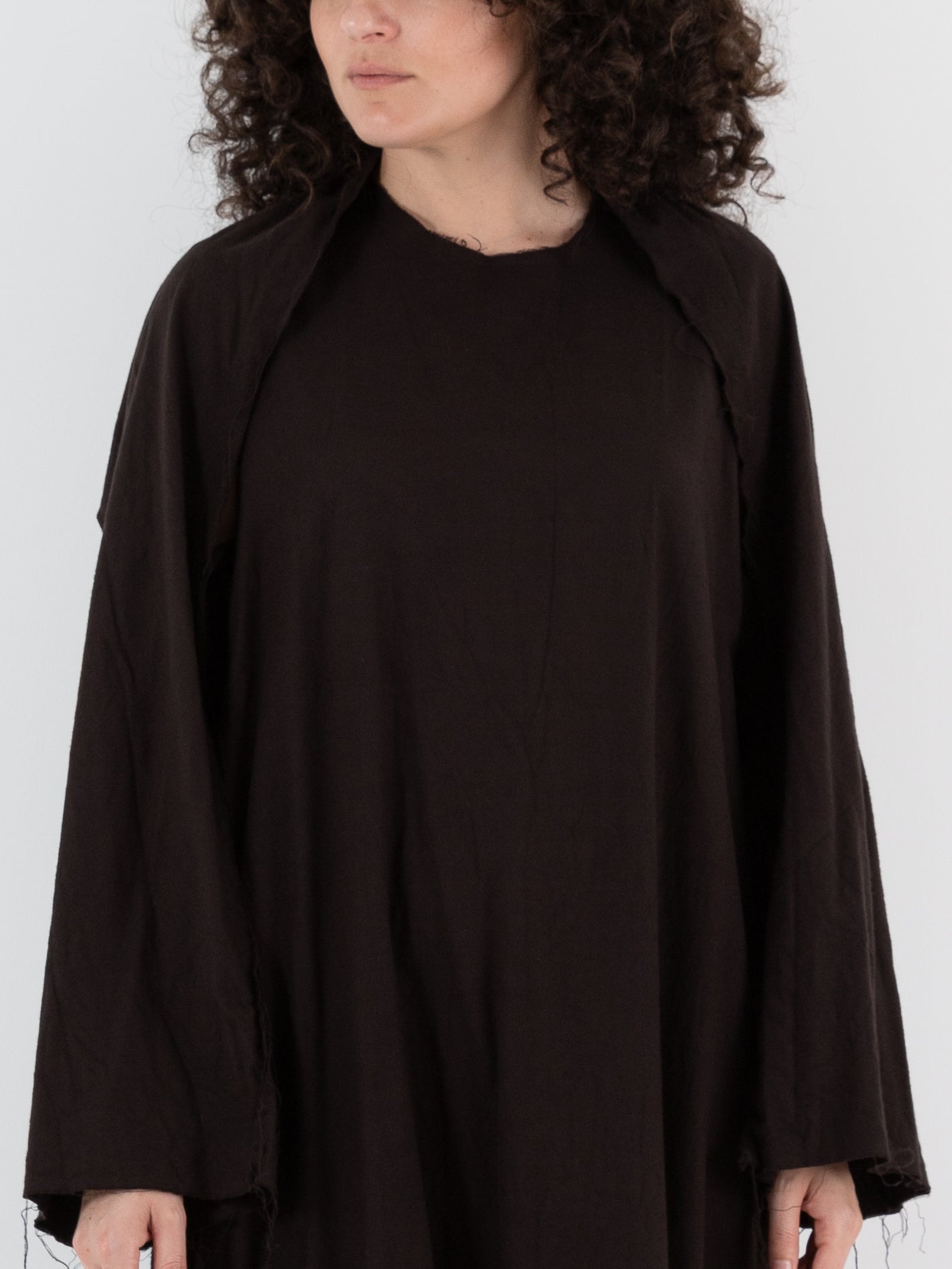 SCHA Dress with Sleeve Scarf in Bitter Chocolate - SCHA at Worthwhile - shop DRESS