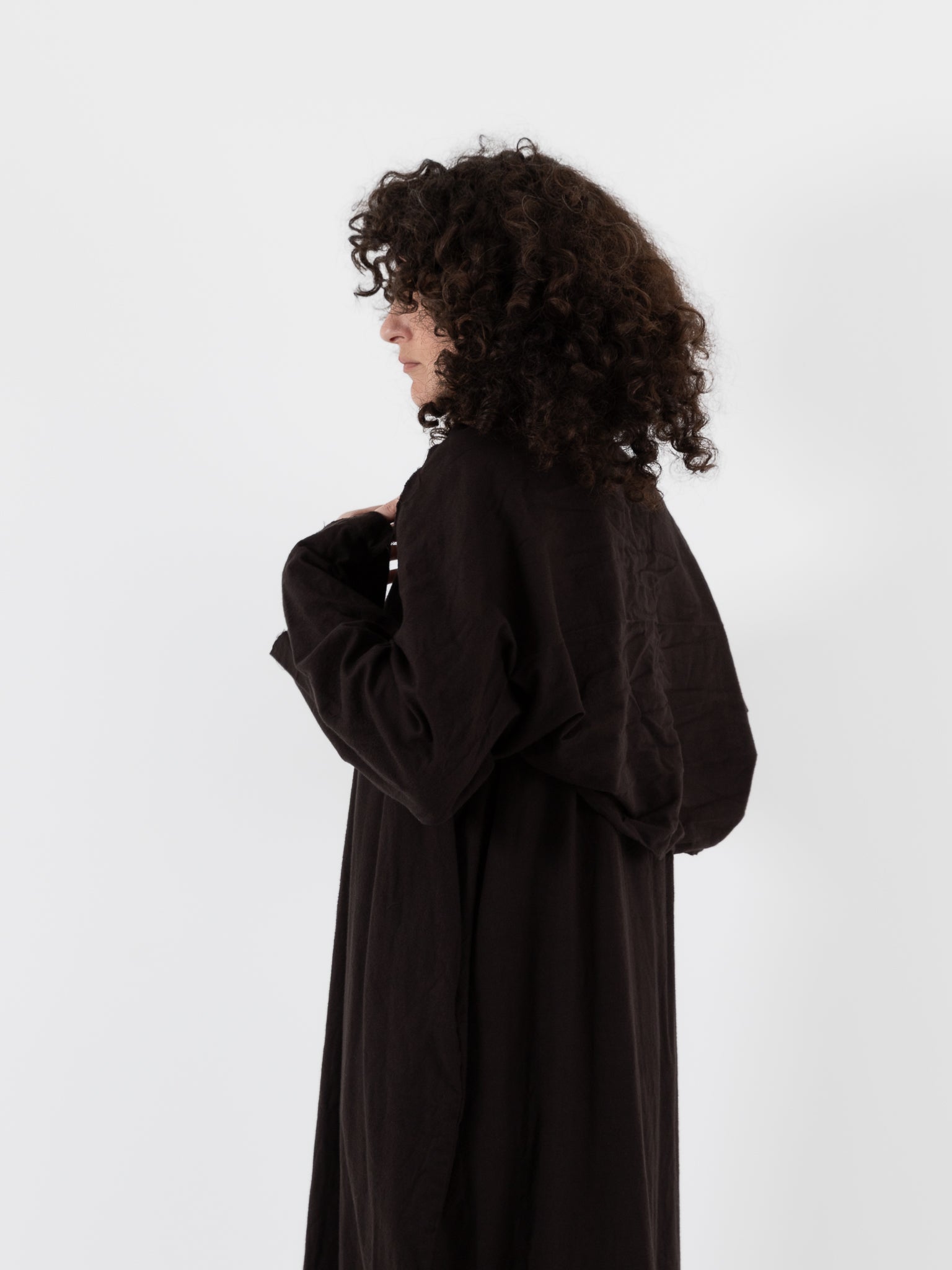 SCHA Dress with Sleeve Scarf in Bitter Chocolate - SCHA at Worthwhile - shop DRESS