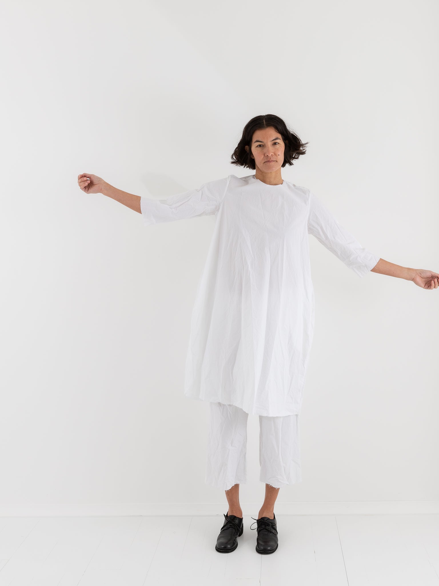 SCHA Short 3/4 Sleeve Dress in White - SCHA at Worthwhile - shop DRESS