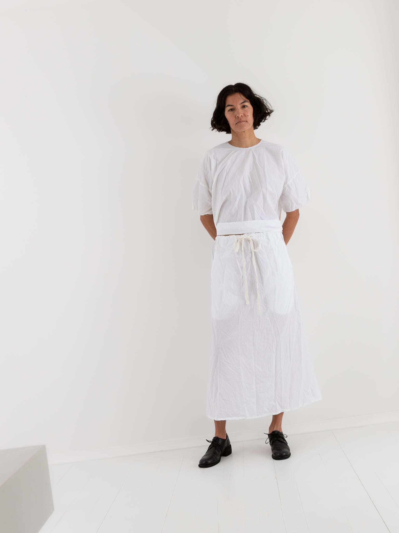 SCHA Twisted Skirt in White - SCHA at Worthwhile - shop SKIRT