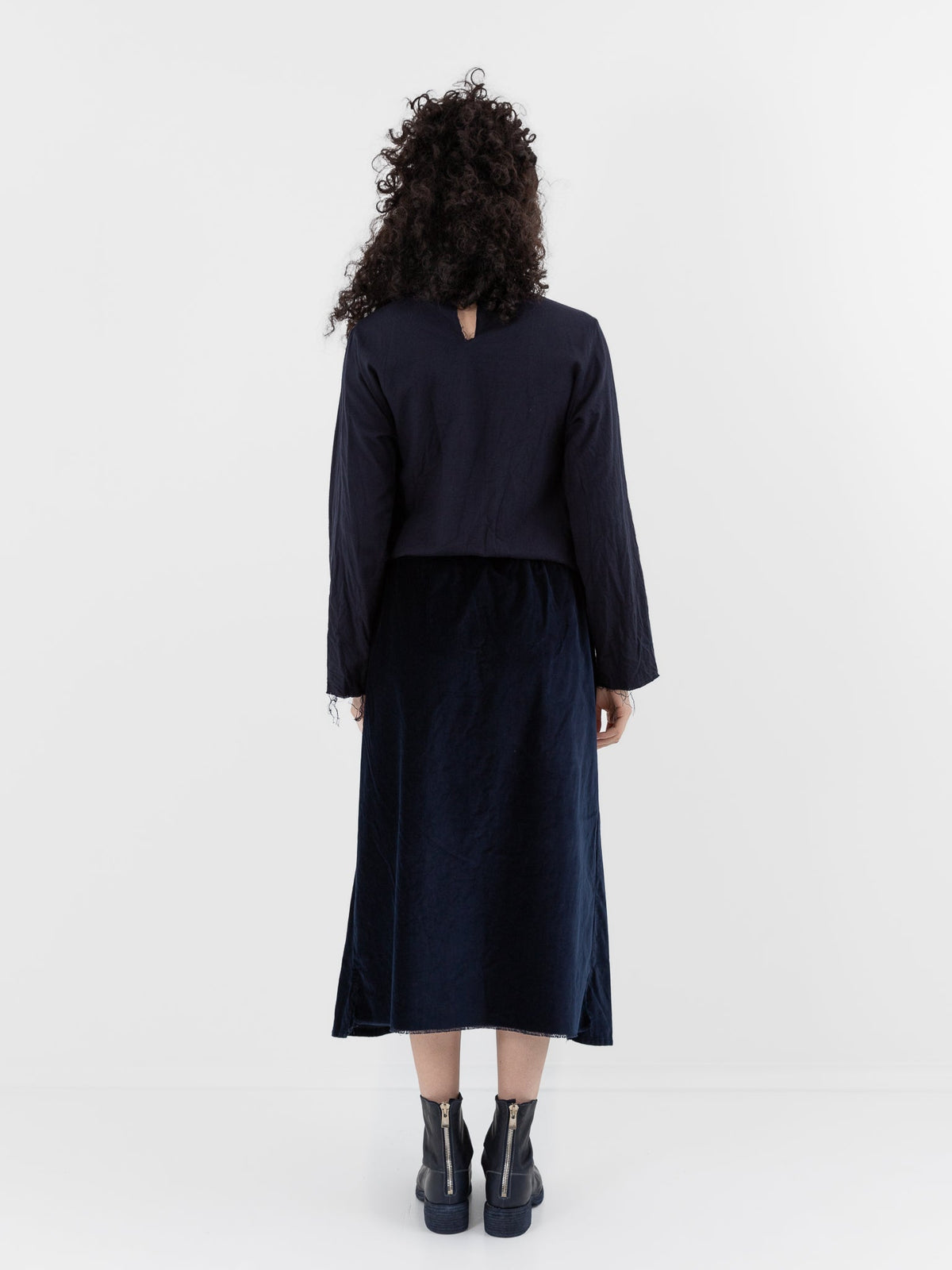 SCHA Twisted Skirt in Navy Velvet - SCHA at Worthwhile - shop SKIRT