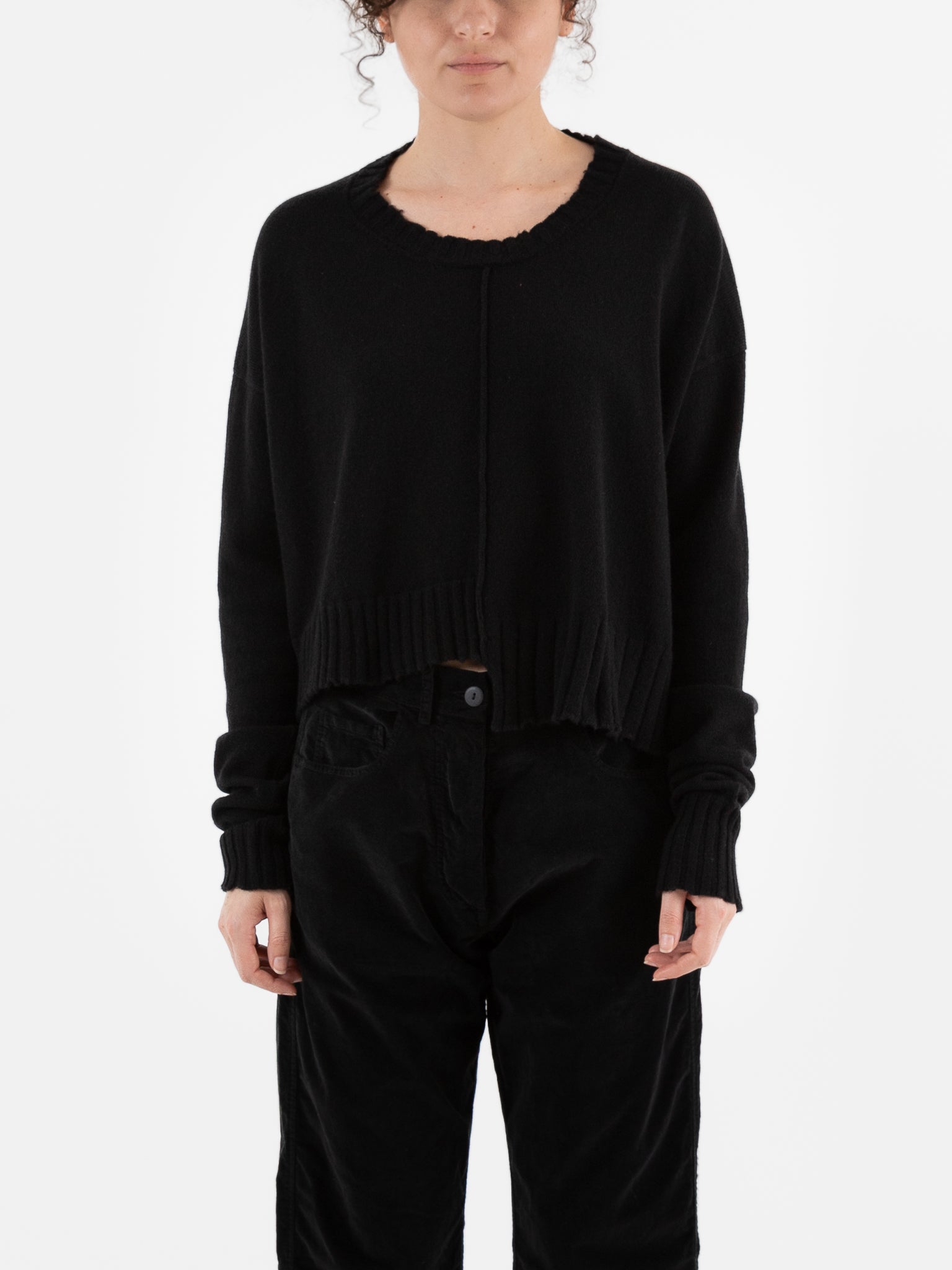 Serienumerica Cropped Sweater in Black - SERIE NUMERICA at Worthwhile - shop SWEATER