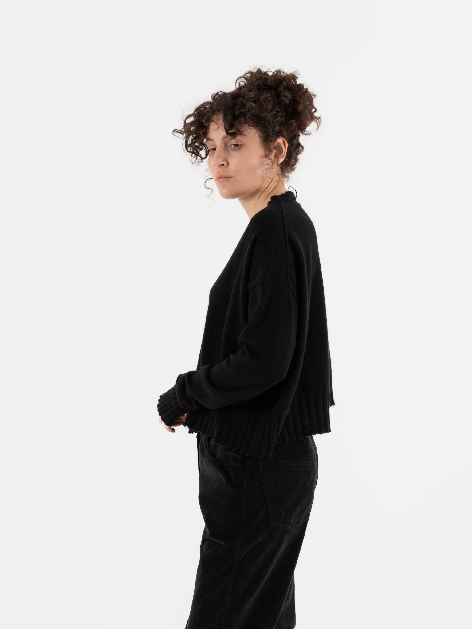 Serienumerica Cropped Sweater in Black - SERIE NUMERICA at Worthwhile - shop SWEATER