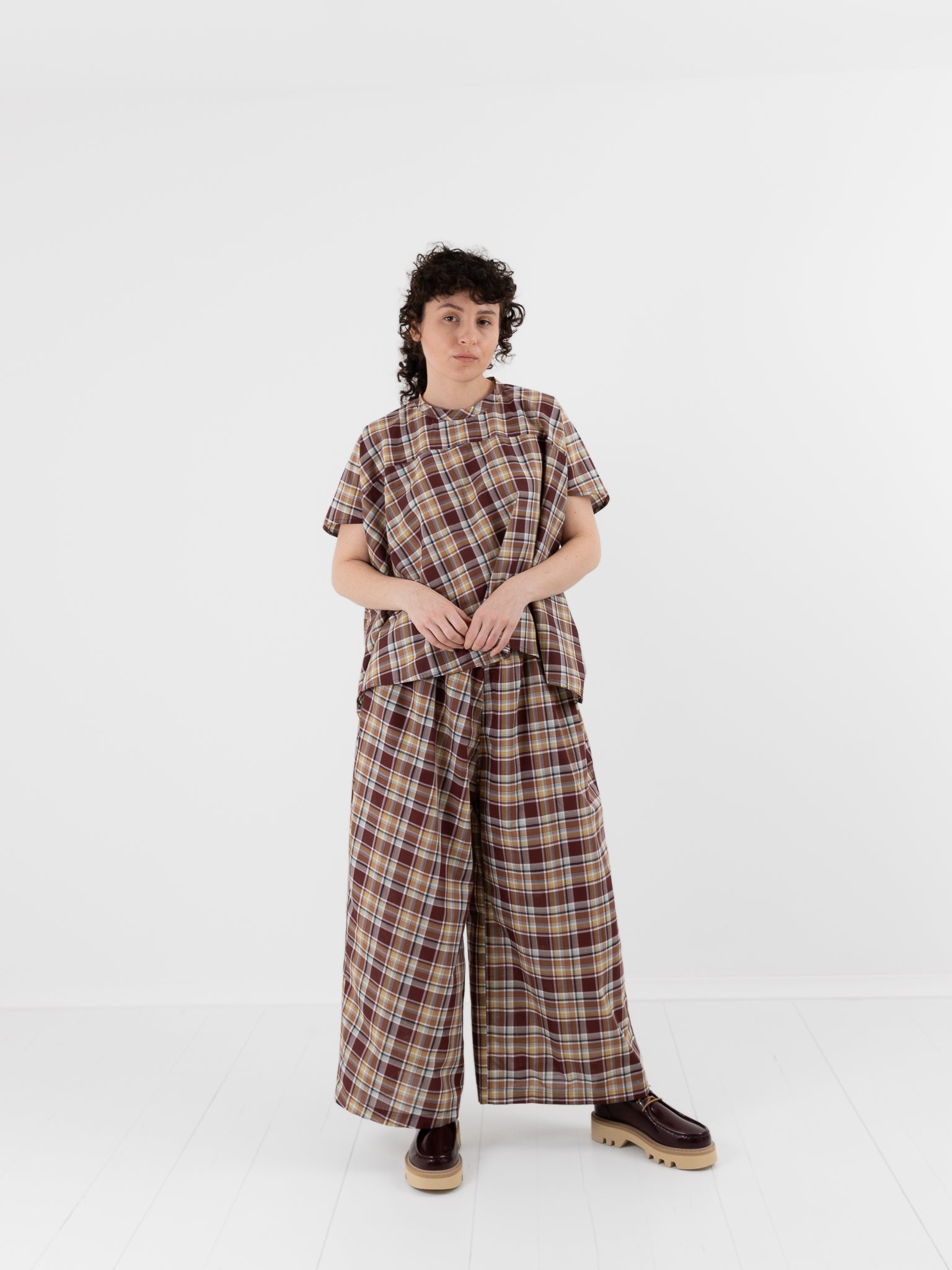 Sofie D'Hoore Basker Shirt in Toffee Check - SOFIE D'HOORE at Worthwhile - shop TOP