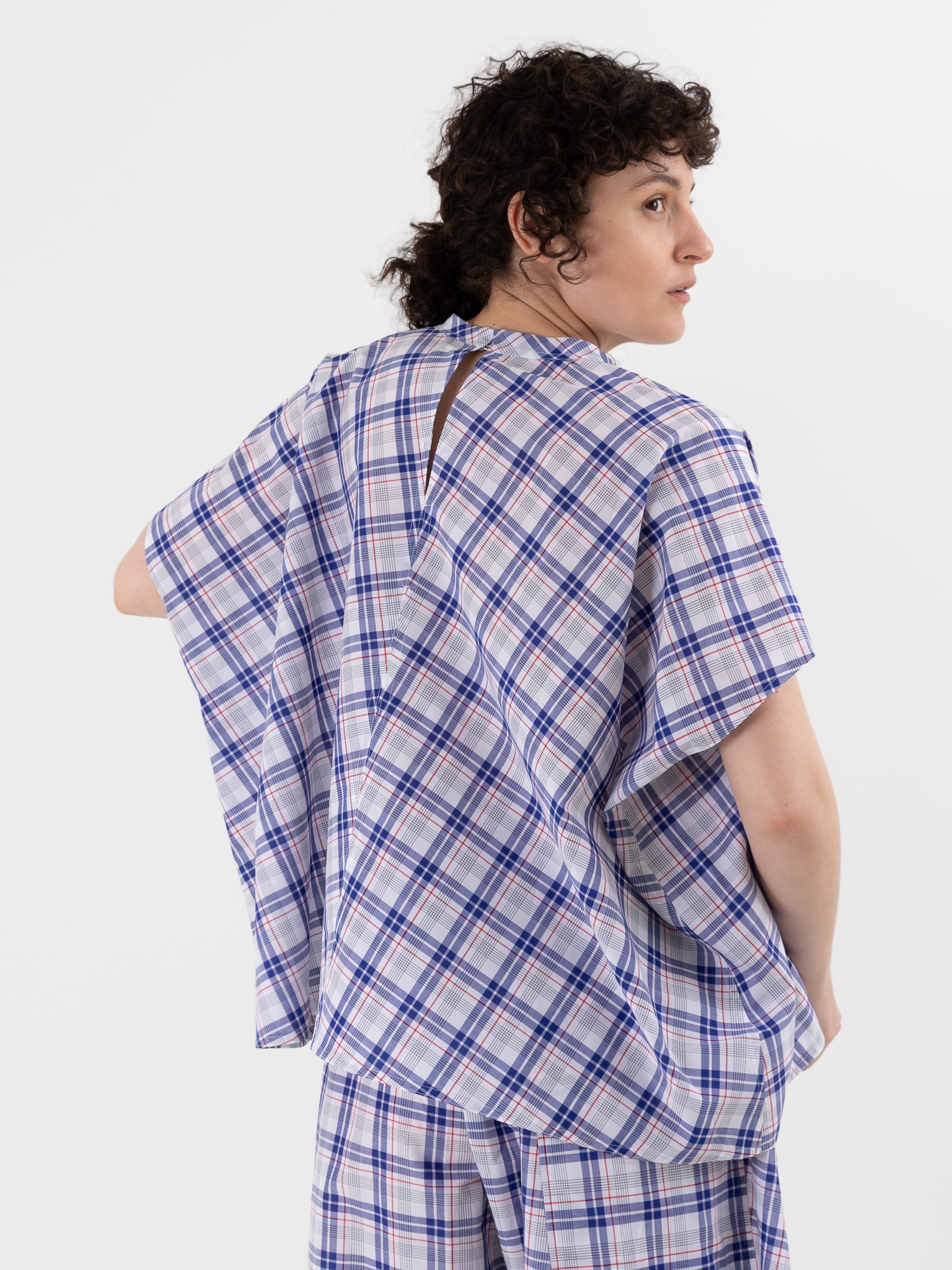 Sofie D'Hoore Basker Shirt in Royal Check - SOFIE D'HOORE at Worthwhile - shop TOP