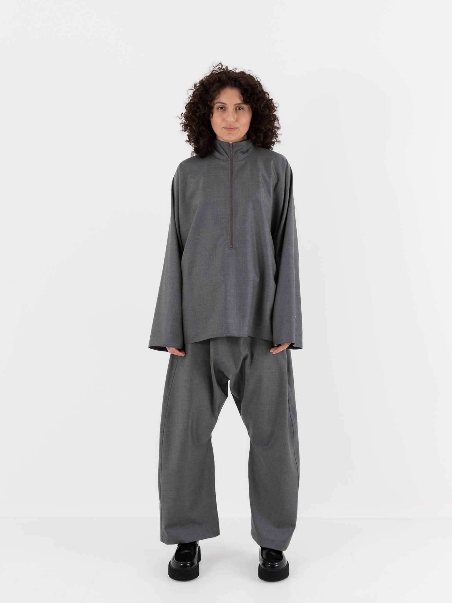 Sofie D'Hoore Carracci Zip Shirt in Mid Grey - SOFIE D'HOORE at Worthwhile - shop TOP