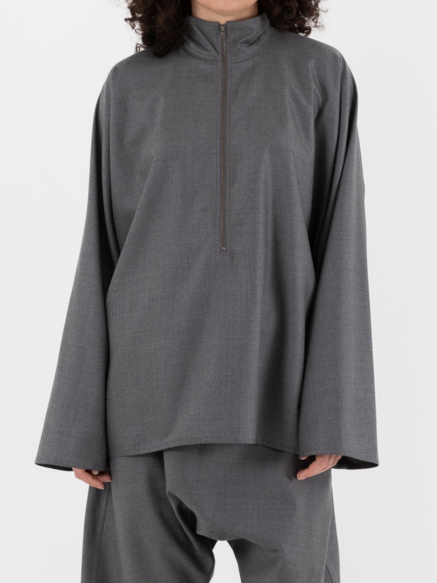 Sofie D'Hoore Carracci Zip Shirt in Mid Grey - SOFIE D'HOORE at Worthwhile - shop TOP