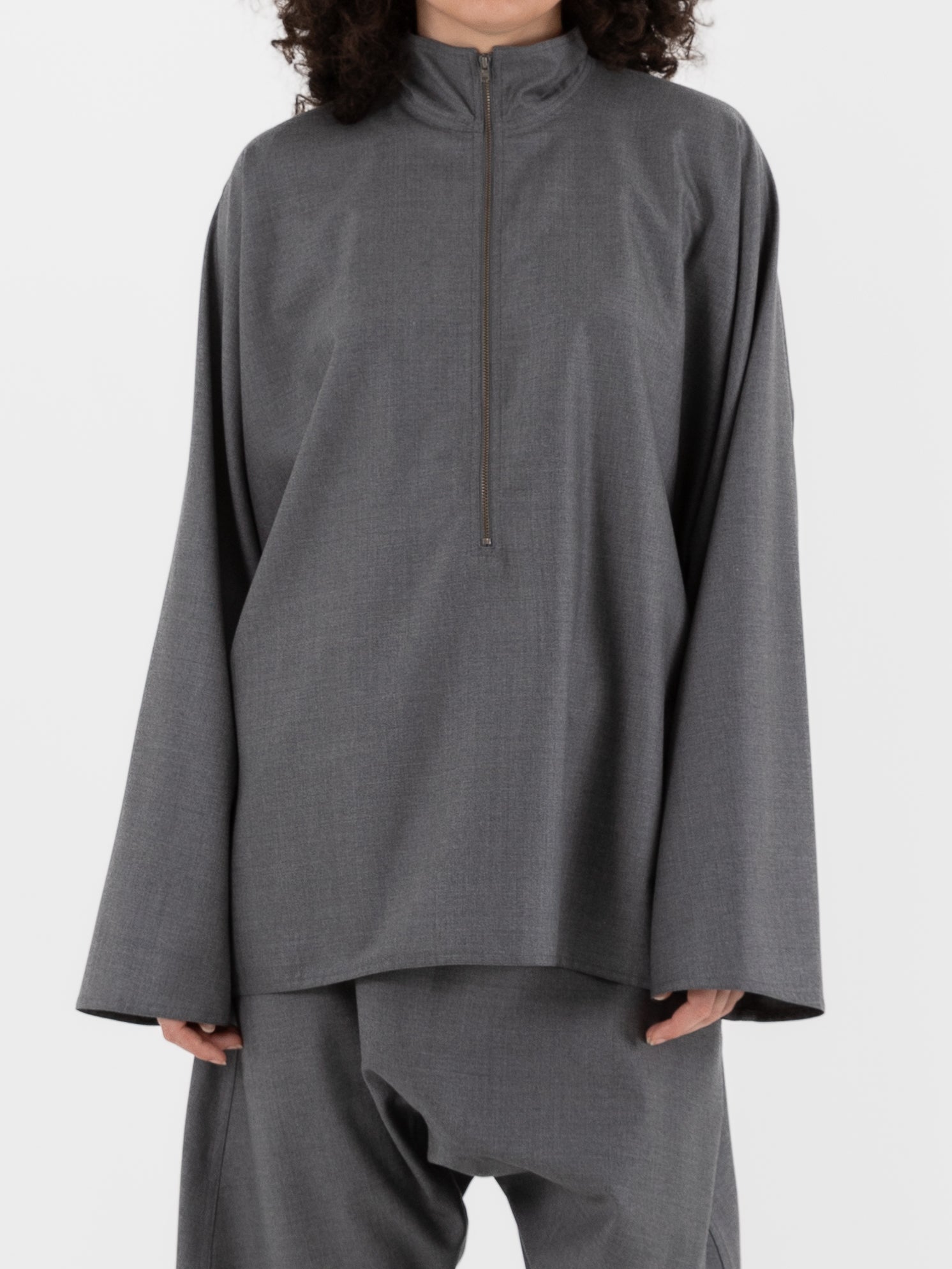 Sofie D'Hoore Carracci Zip Shirt in Mid Grey - SOFIE D'HOORE at Worthwhile - shop TOP