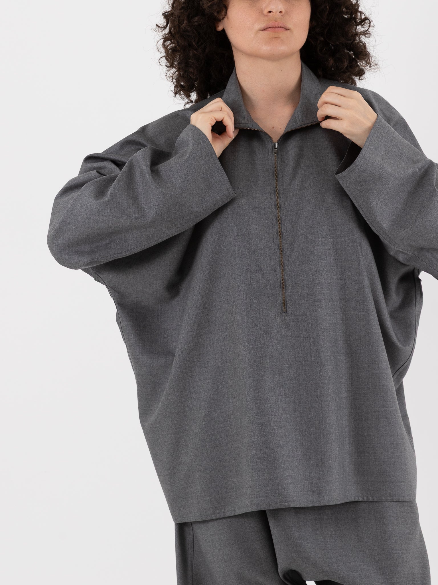 Sofie D'Hoore Carracci Zip Shirt in Mid Grey - SOFIE D'HOORE at Worthwhile - shop TOP