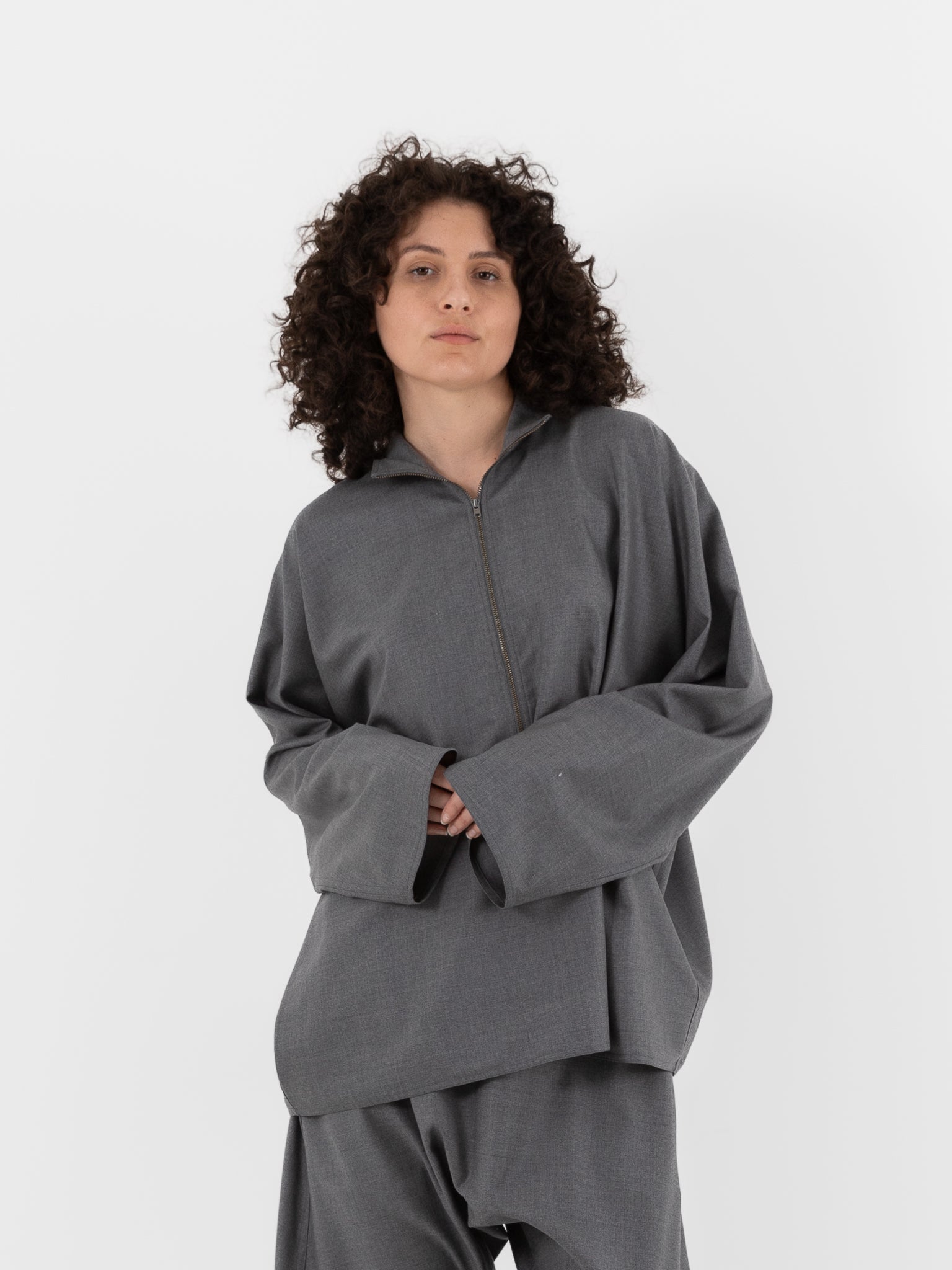 Sofie D'Hoore Carracci Zip Shirt in Mid Grey - SOFIE D'HOORE at Worthwhile - shop TOP