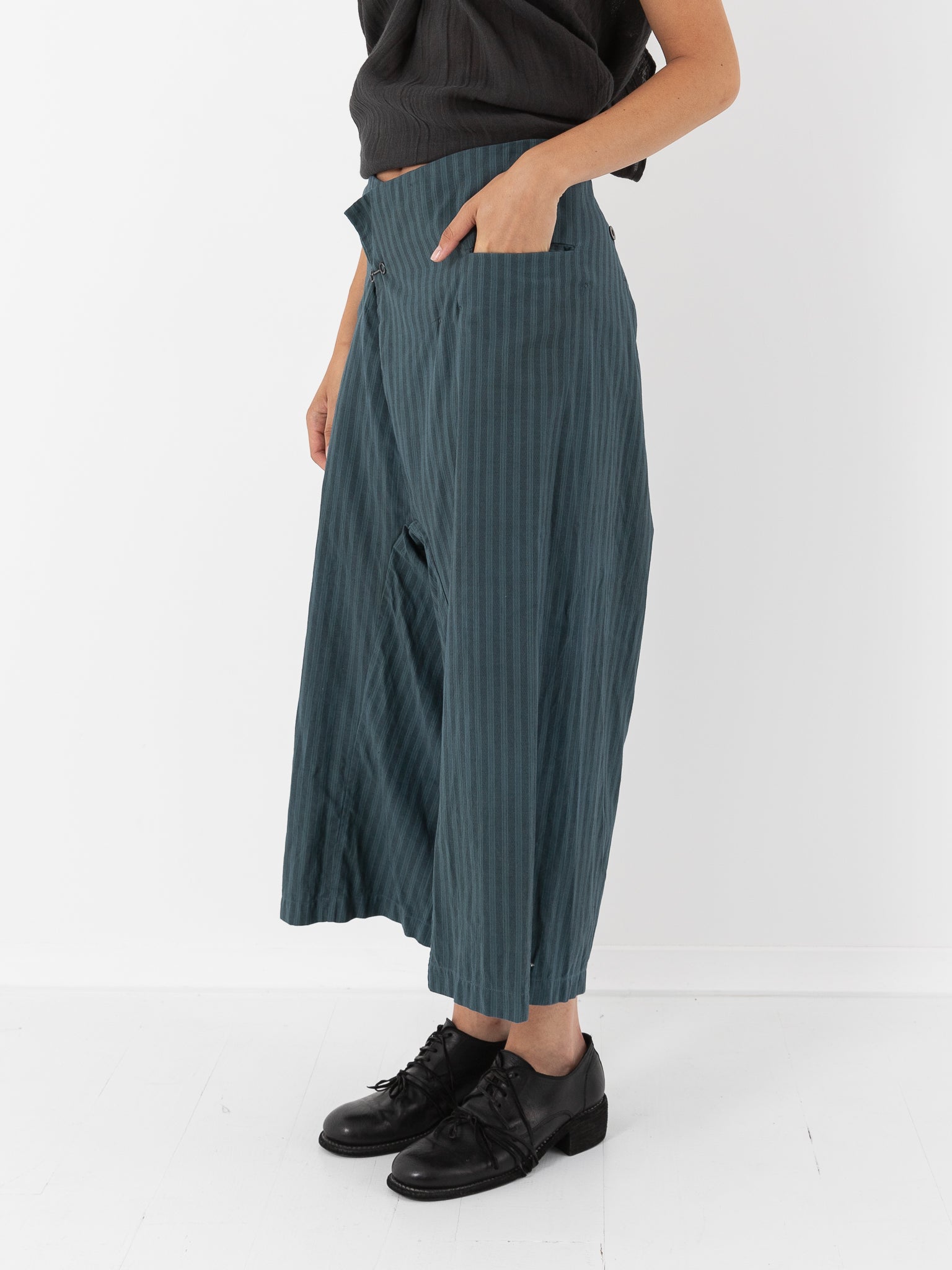 Atelier Suppan Front Crossed Trouser, Dark Stripe - Worthwhile