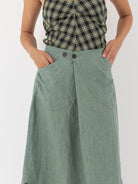 Atelier Suppan Button Skirt, Green - Worthwhile