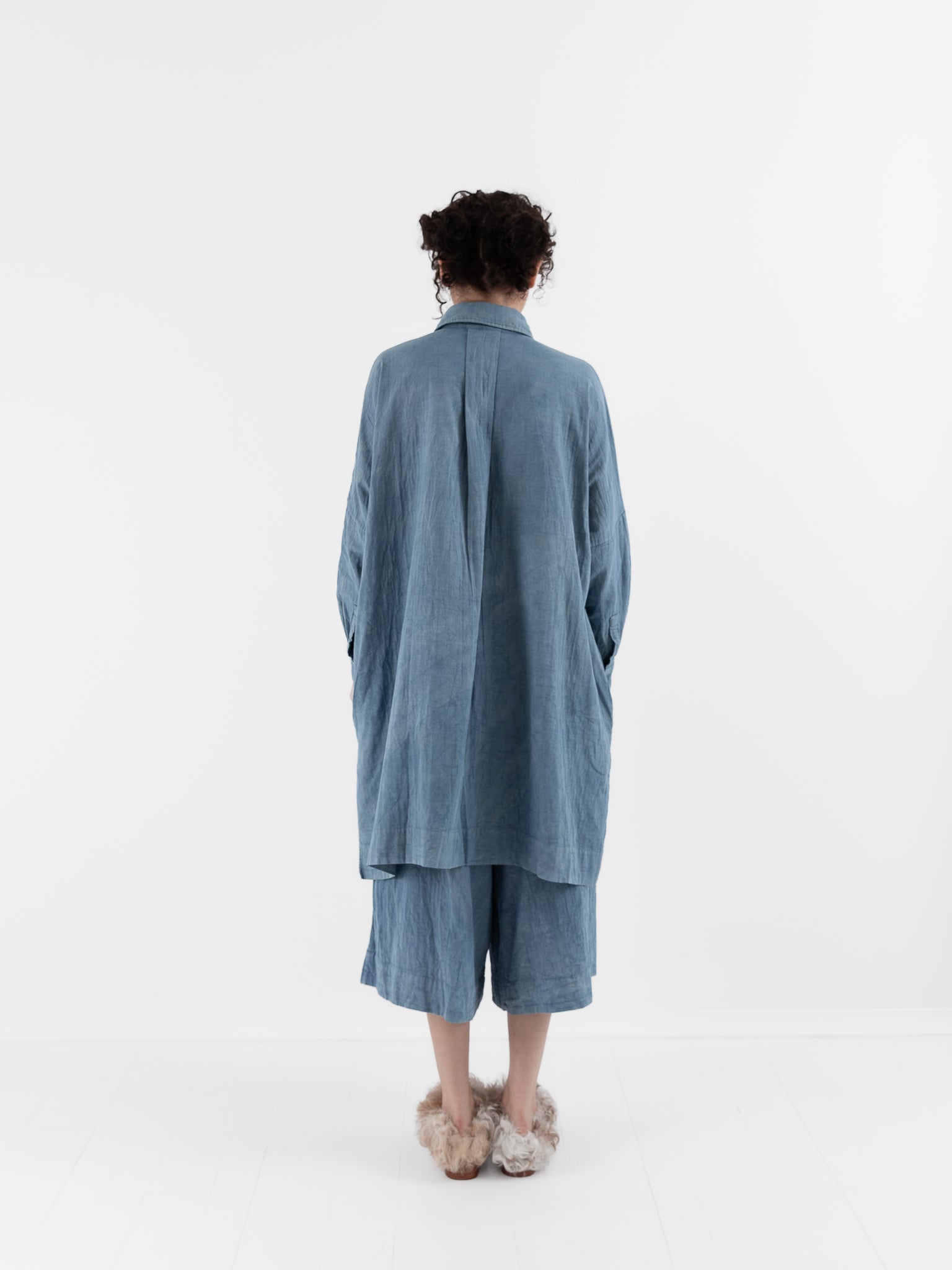 The Backward Vendor Drift Overshirt in Indigo - THE BACKWARD VENDOR at Worthwhile - shop TOP