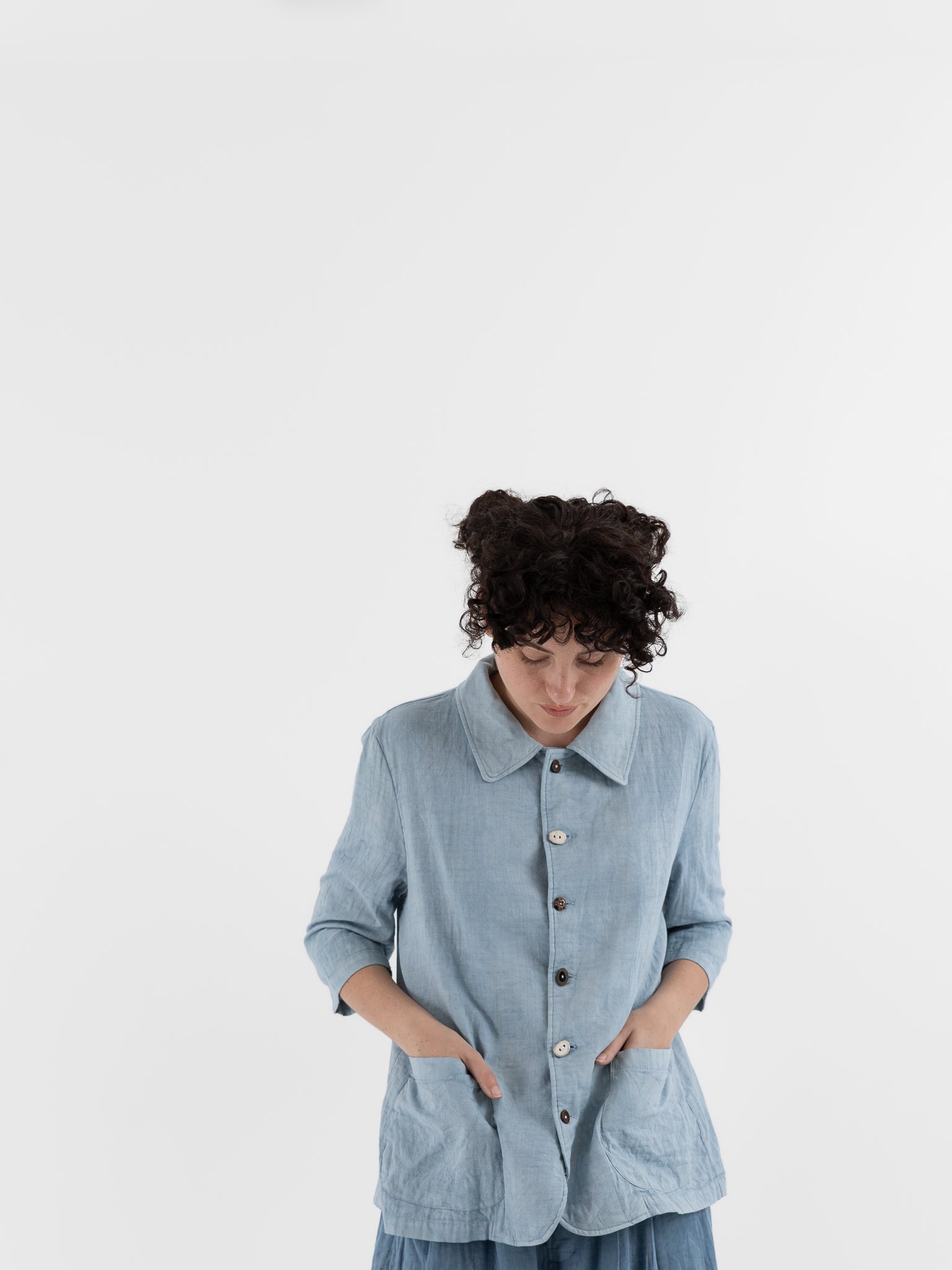 The Backward Vendor Mid Core Jacket in Light Indigo - THE BACKWARD VENDOR at Worthwhile - shop JACKET