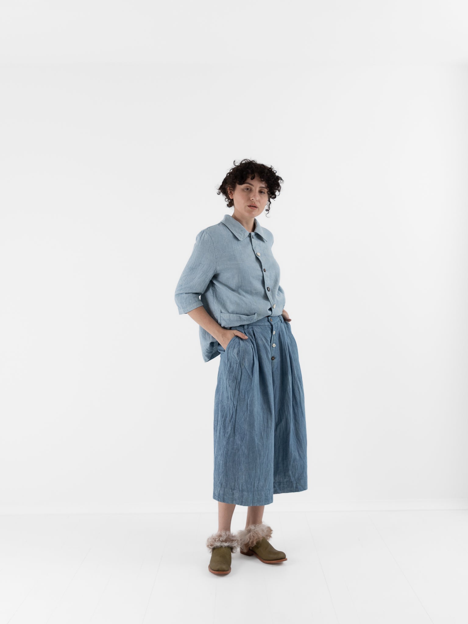 The Backward Vendor Float Trousers in Indigo - THE BACKWARD VENDOR at Worthwhile - shop TOP