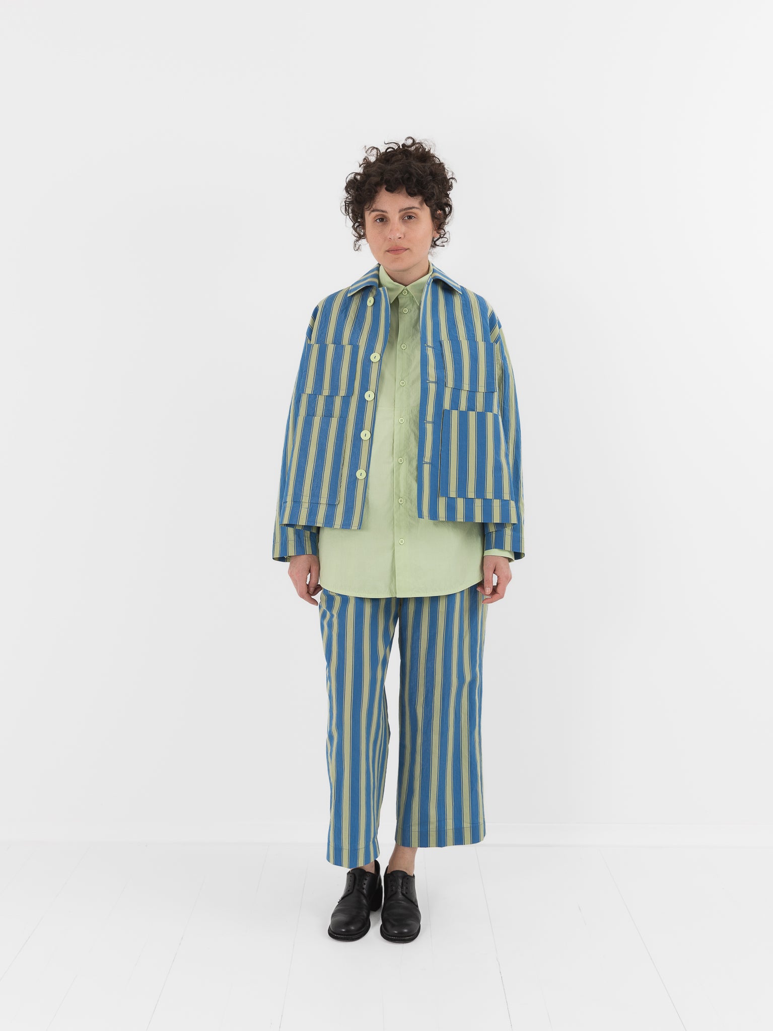 Toogood The Magician Jacket in Cornflower Taffeta Stripe - TOOGOOD at Worthwhile - shop JACKET