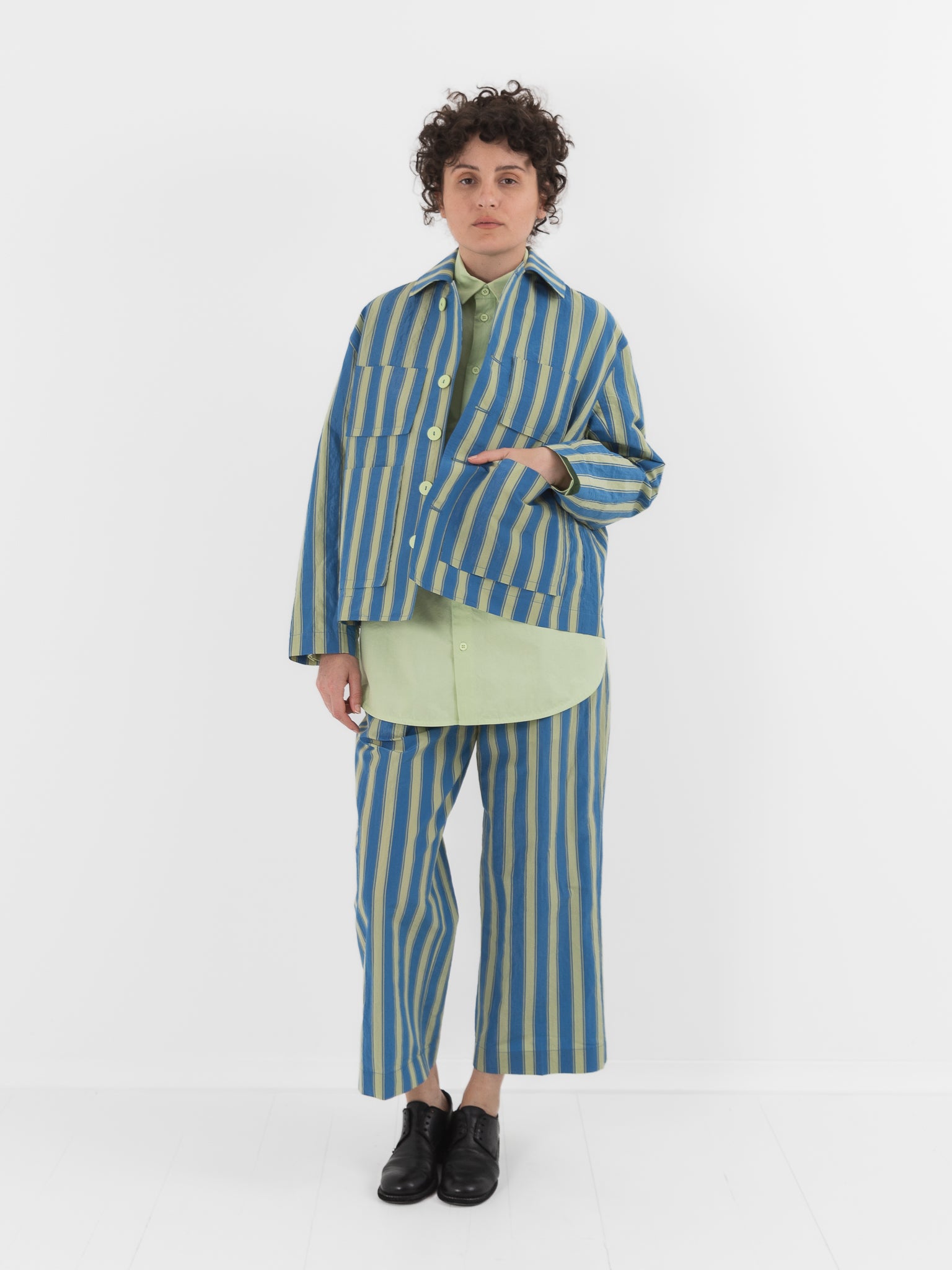 Toogood The Magician Jacket in Cornflower Taffeta Stripe - TOOGOOD at Worthwhile - shop JACKET