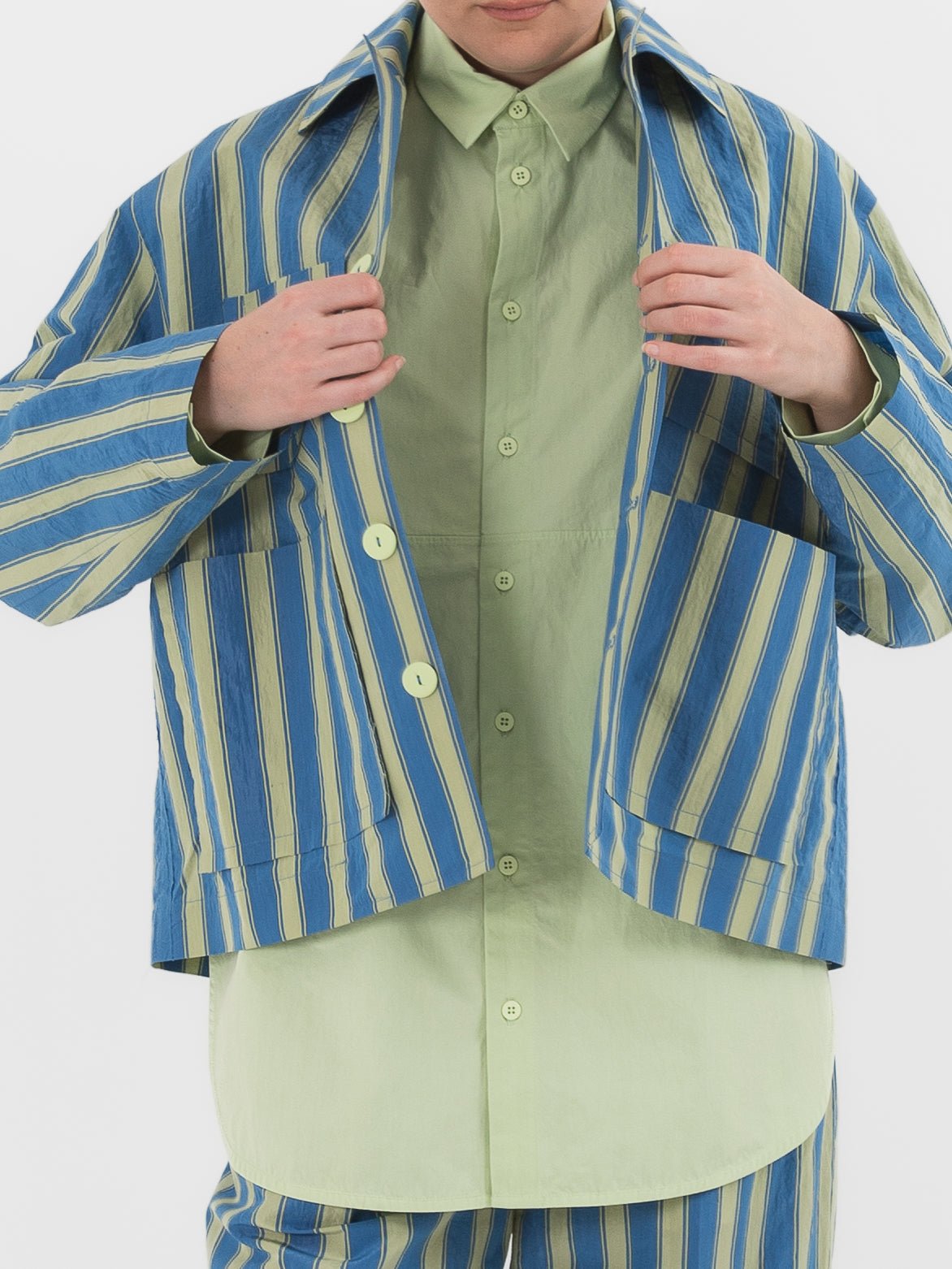 Toogood The Magician Jacket in Cornflower Taffeta Stripe - TOOGOOD at Worthwhile - shop JACKET
