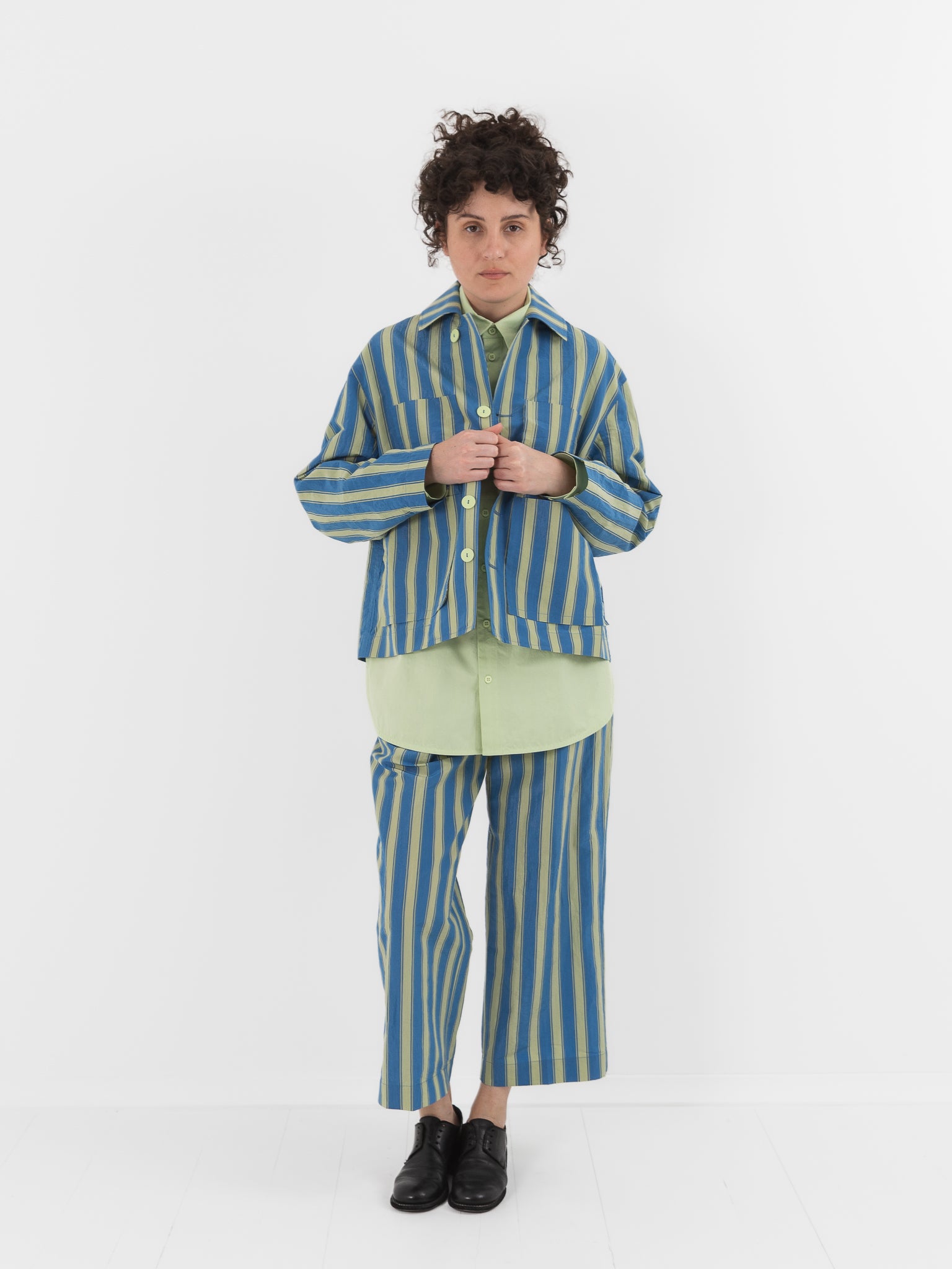 Toogood The Magician Jacket in Cornflower Taffeta Stripe - TOOGOOD at Worthwhile - shop JACKET