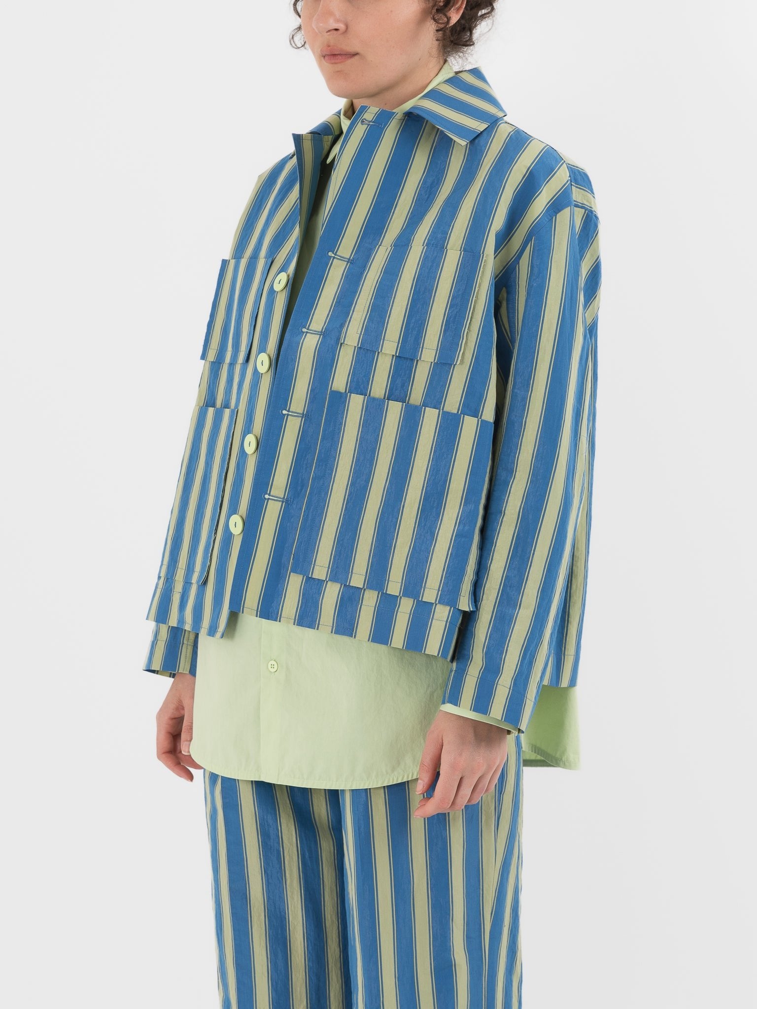 Toogood The Magician Jacket in Cornflower Taffeta Stripe - TOOGOOD at Worthwhile - shop JACKET