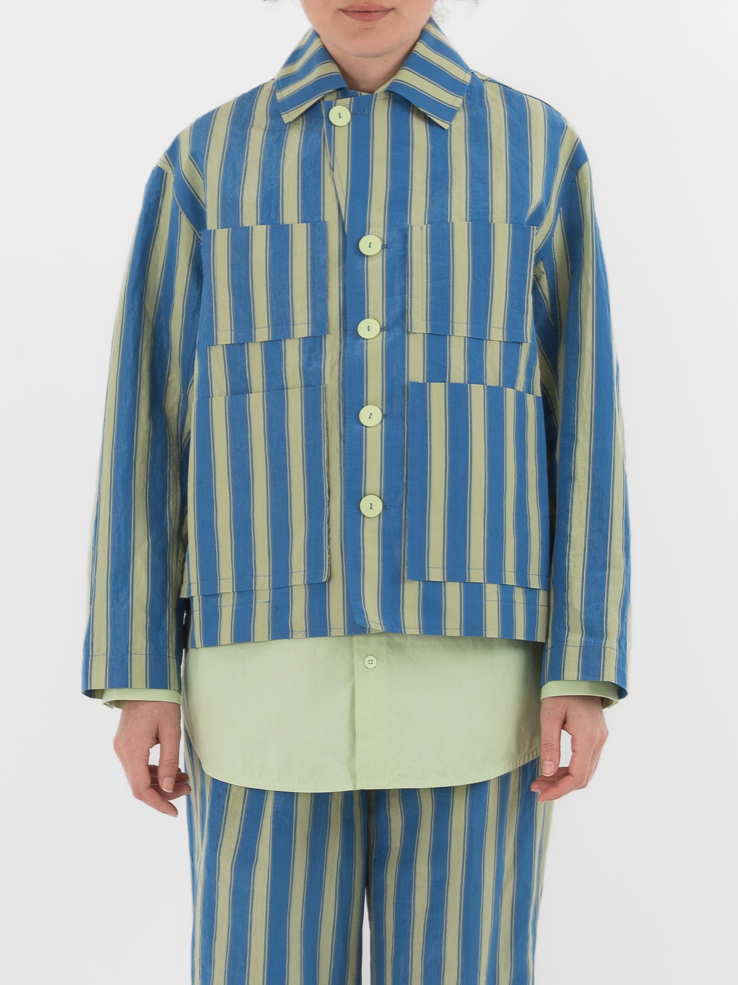 Toogood The Magician Jacket in Cornflower Taffeta Stripe - TOOGOOD at Worthwhile - shop JACKET
