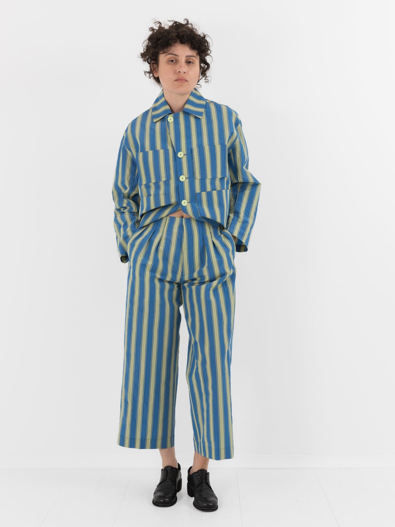 Toogood The Magician Trouser in Cornflower Taffeta Stripe - TOOGOOD at Worthwhile - shop PANT