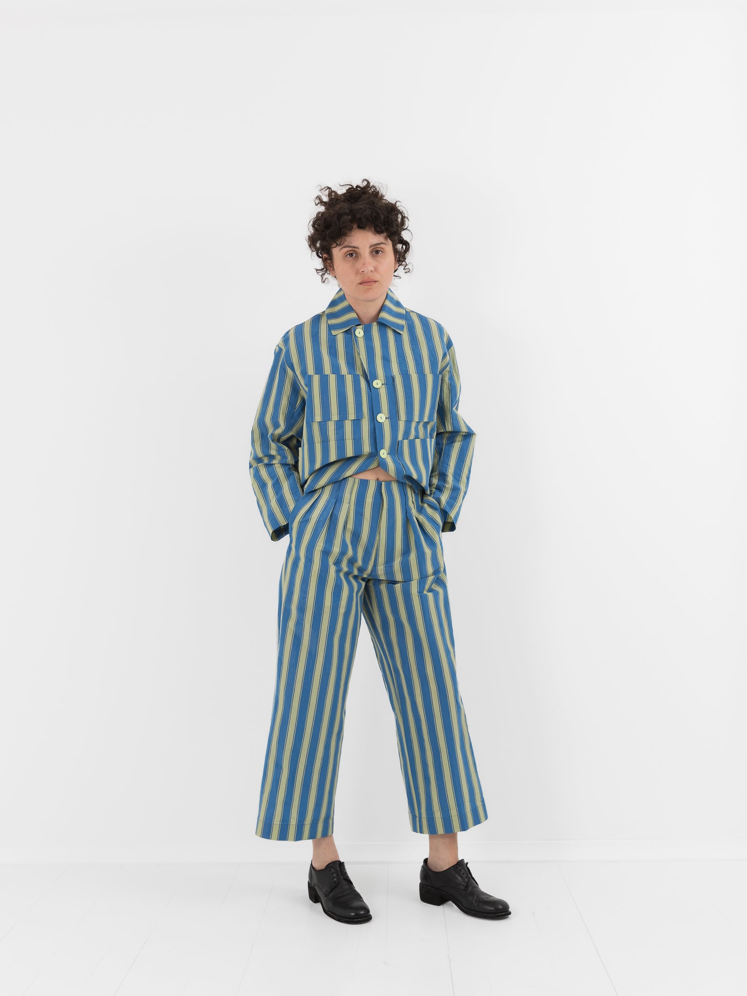 Toogood The Magician Trouser in Cornflower Taffeta Stripe - TOOGOOD at Worthwhile - shop PANT
