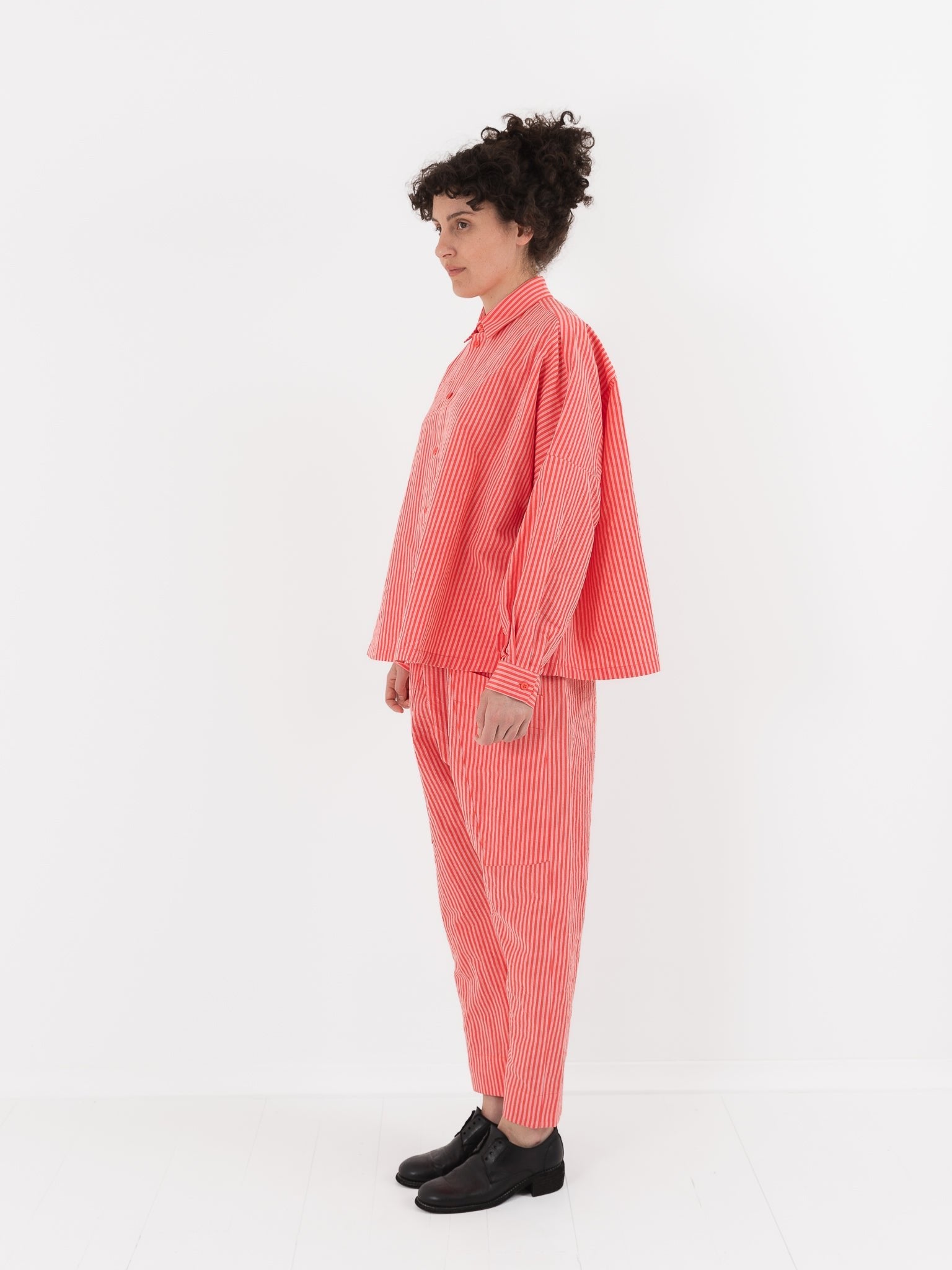 Toogood The Farrier Shirt in Lobster Crayon Stripe - TOOGOOD at Worthwhile - shop TOP