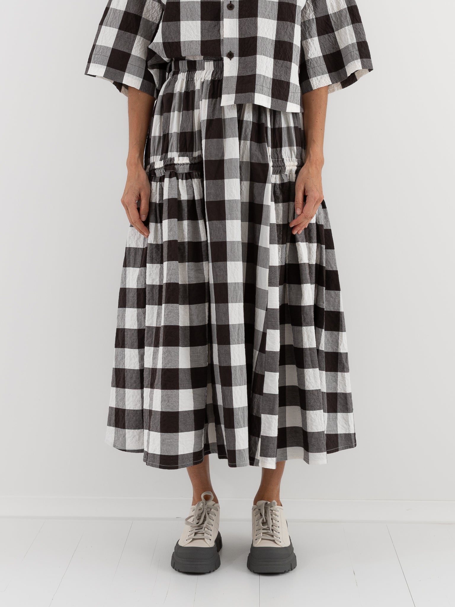 Toogood Harvester Skirt in Coffee Tablecloth Gingham - TOOGOOD at Worthwhile - shop SKIRT