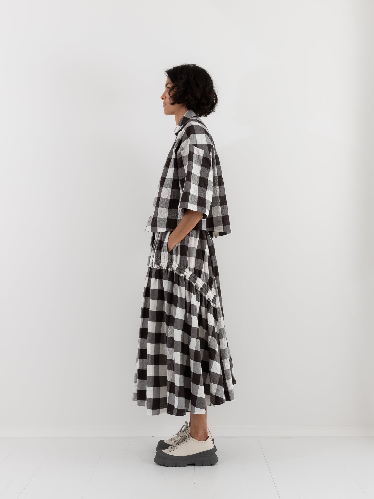 Toogood Harvester Skirt in Coffee Tablecloth Gingham - TOOGOOD at Worthwhile - shop SKIRT