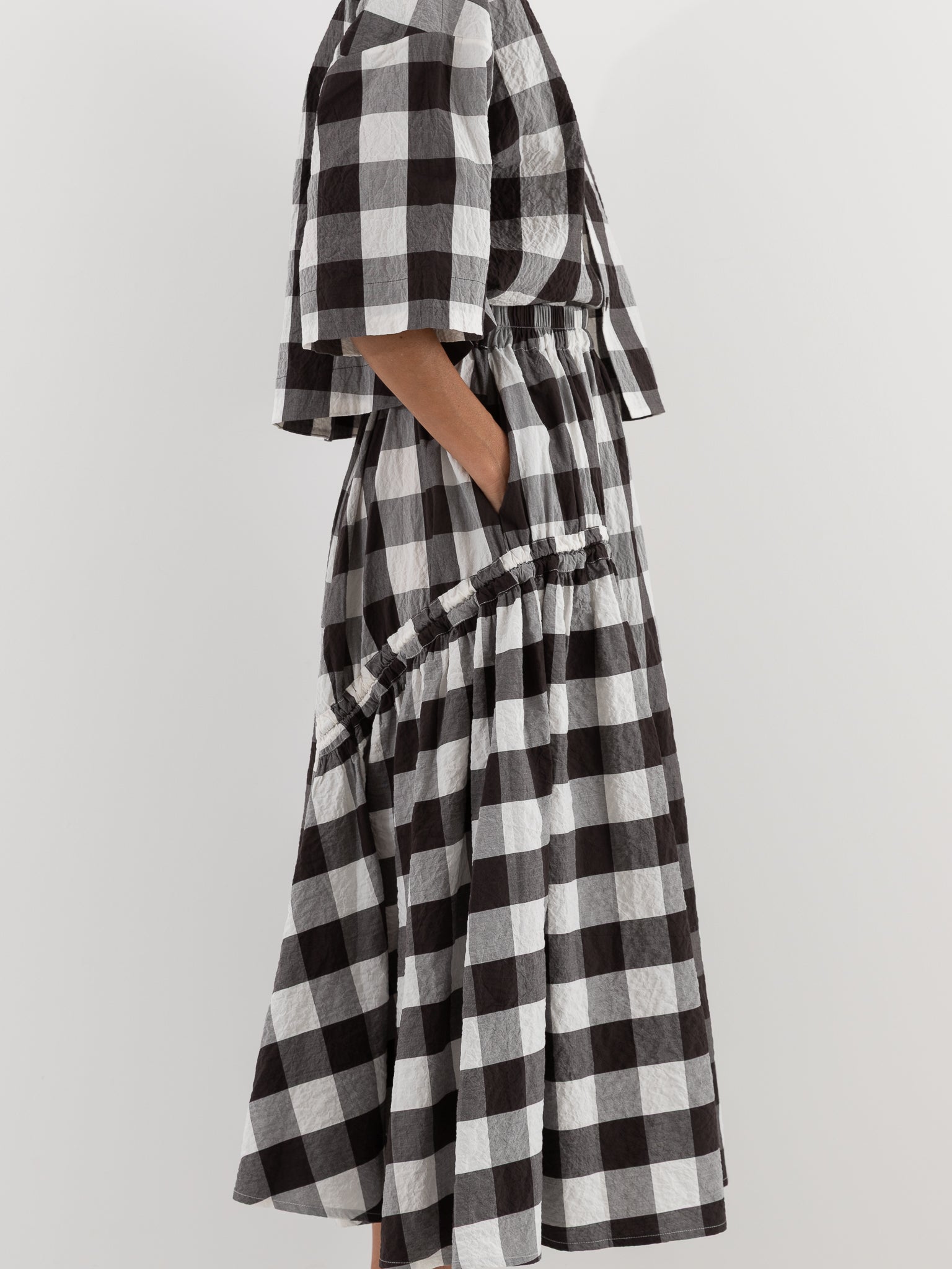 Toogood Harvester Skirt in Coffee Tablecloth Gingham - TOOGOOD at Worthwhile - shop SKIRT