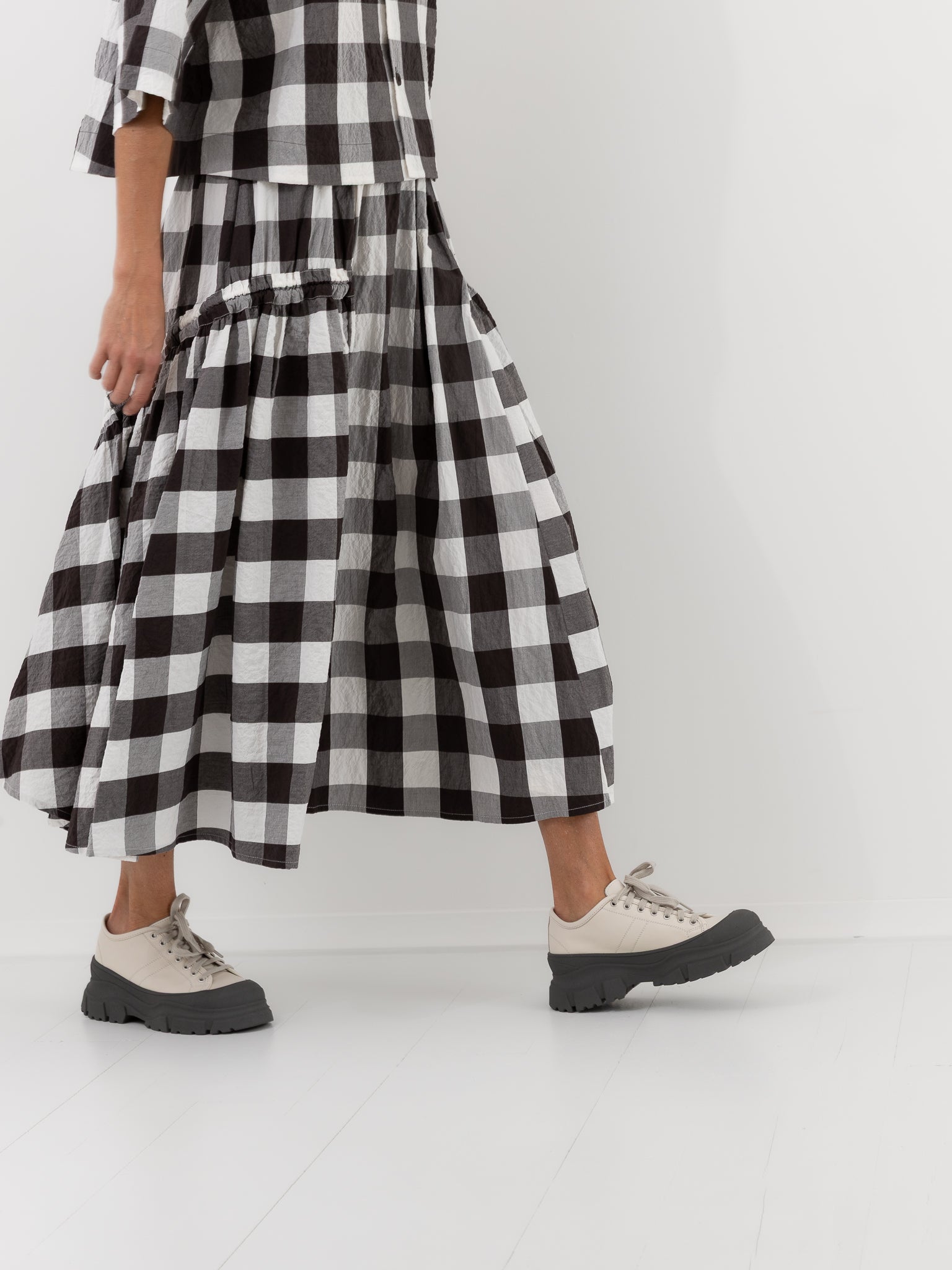 Toogood Harvester Skirt in Coffee Tablecloth Gingham - TOOGOOD at Worthwhile - shop SKIRT