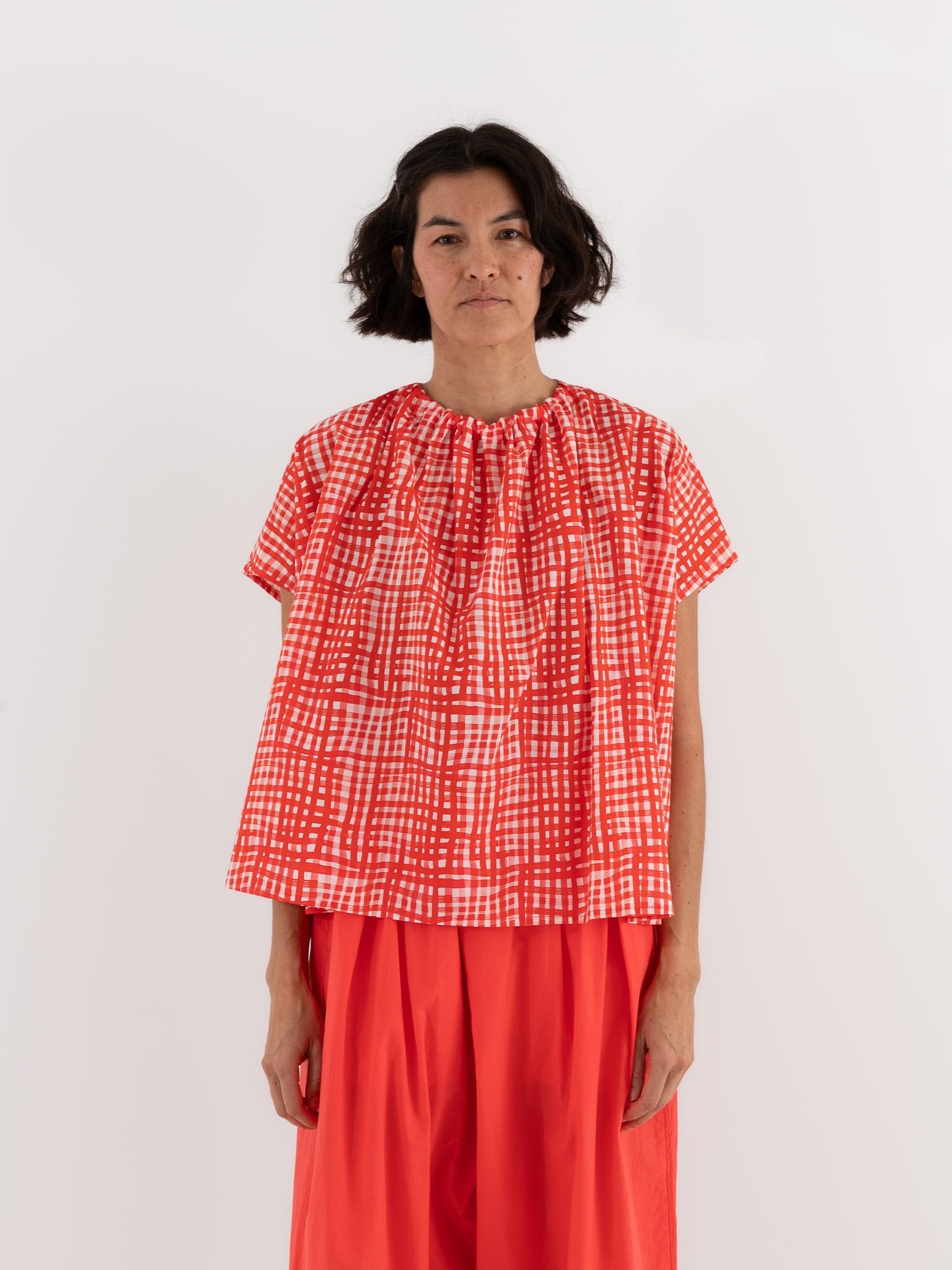 Toogood Poet Top in Jam Painted Check - TOOGOOD at Worthwhile - shop TOP