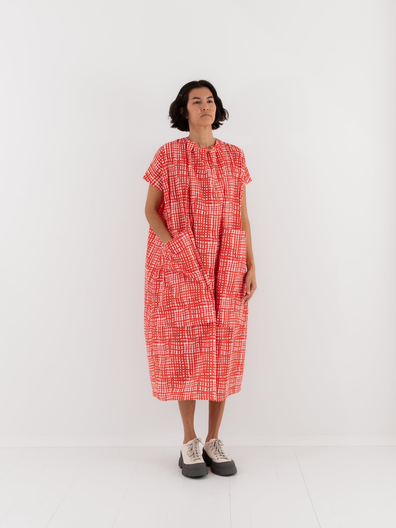 Toogood Poet Dress in Jam Painted Check - TOOGOOD at Worthwhile - shop DRESS