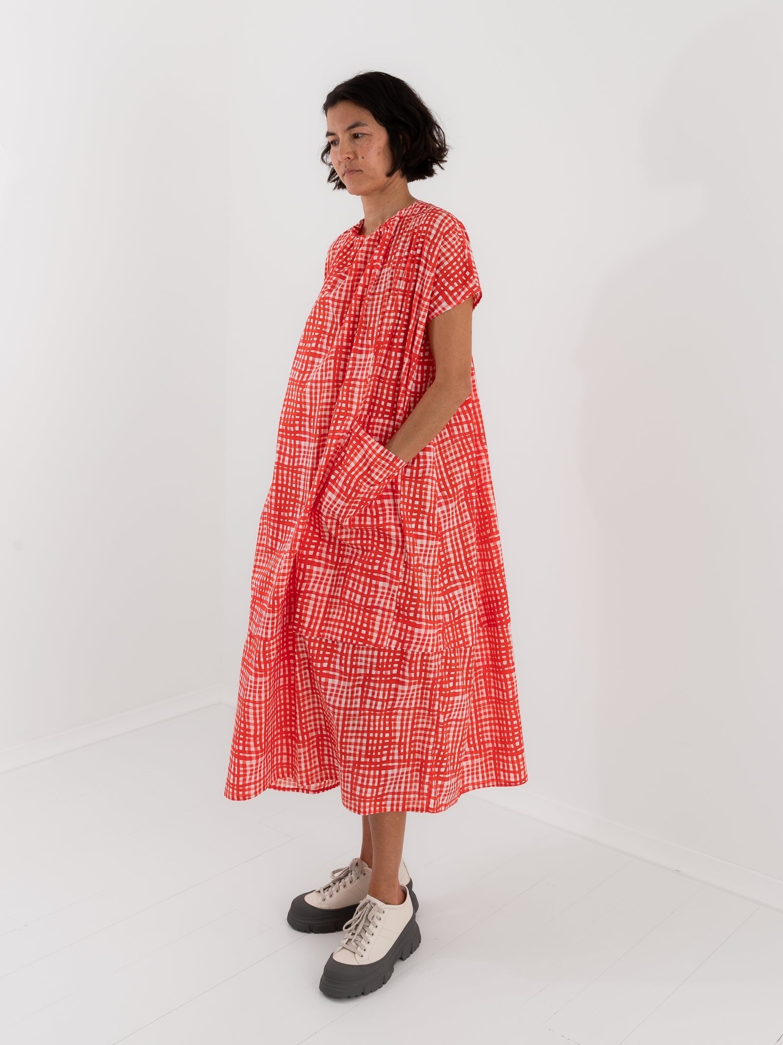 Toogood Poet Dress in Jam Painted Check - TOOGOOD at Worthwhile - shop DRESS