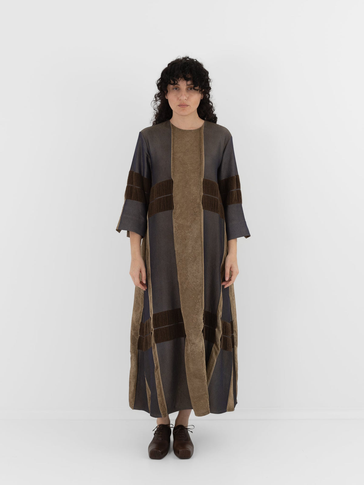 Uma Wang Apostte Dress in Tan/Blue/Brown - UMA WANG at Worthwhile - shop DRESS