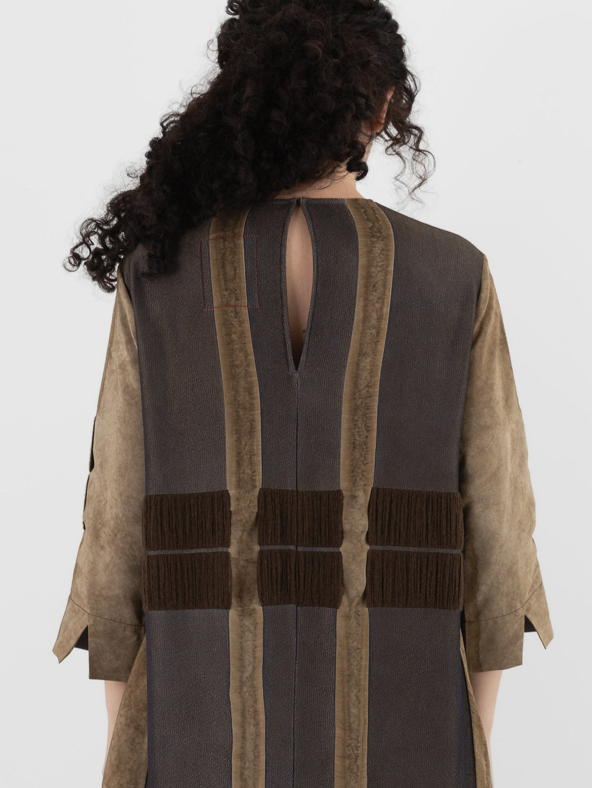 Uma Wang Apostte Dress in Tan/Blue/Brown - UMA WANG at Worthwhile - shop DRESS